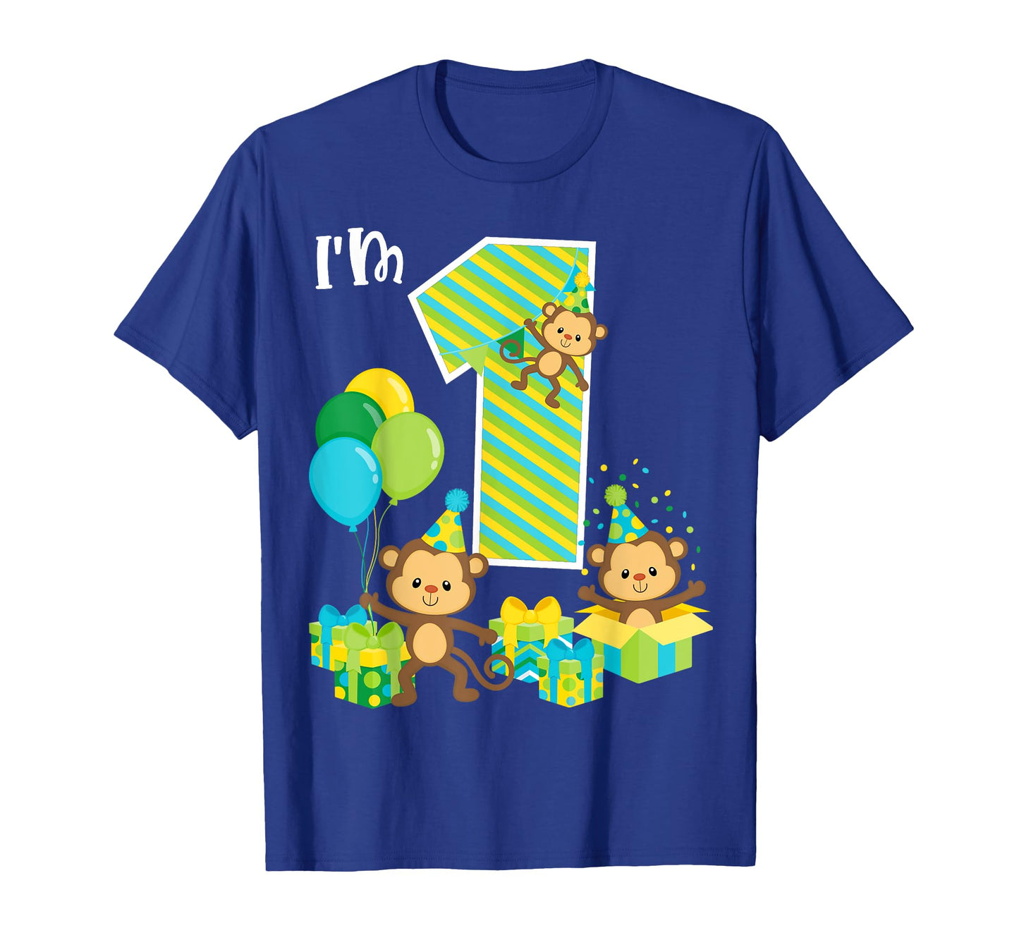 Birthday Monkey 1st Birthday Party One Year Old Kid Toddler T-Shirt