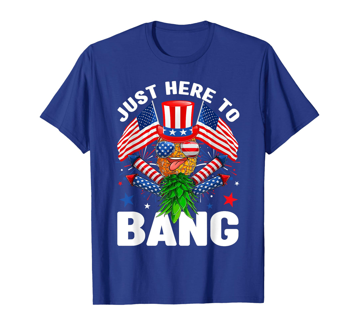 Just Here To Bang Pineapple Swingers USA Flag 4th Of July T-Shirt for Women Men