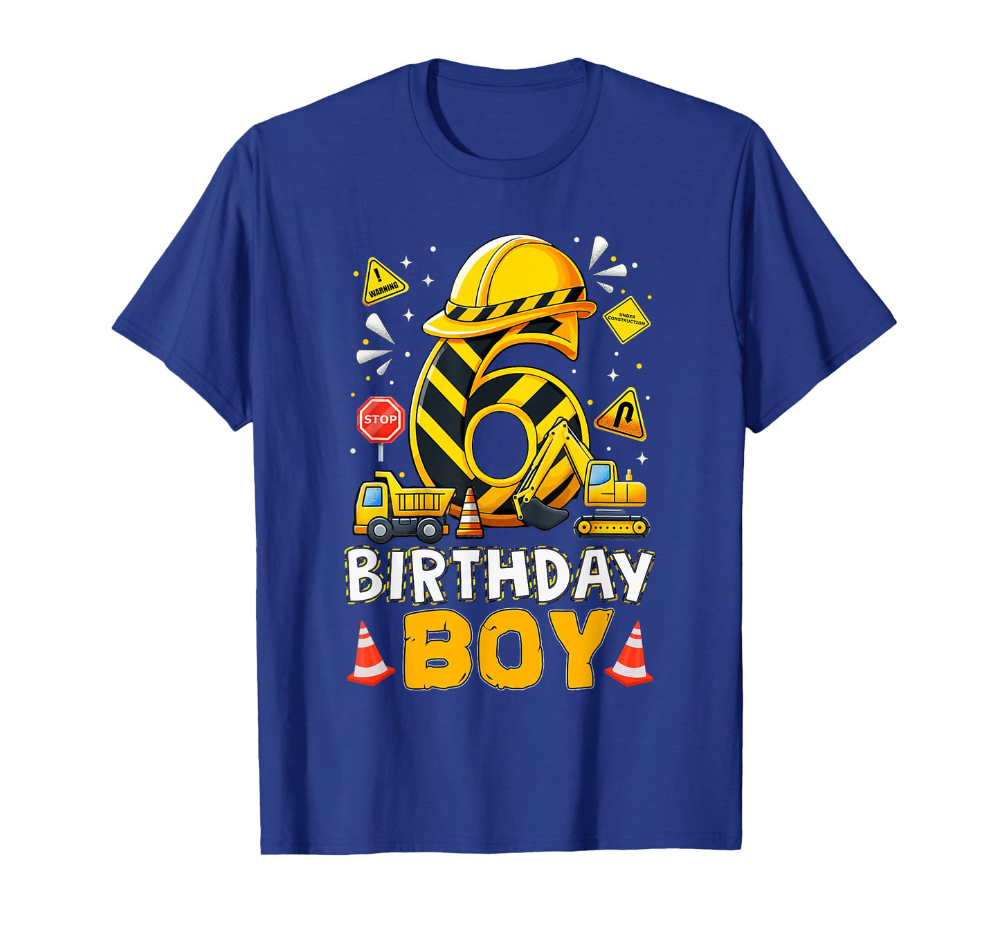 Construction 6 Year Old Birthday Boy 6th Birthday Excavator T-Shirt