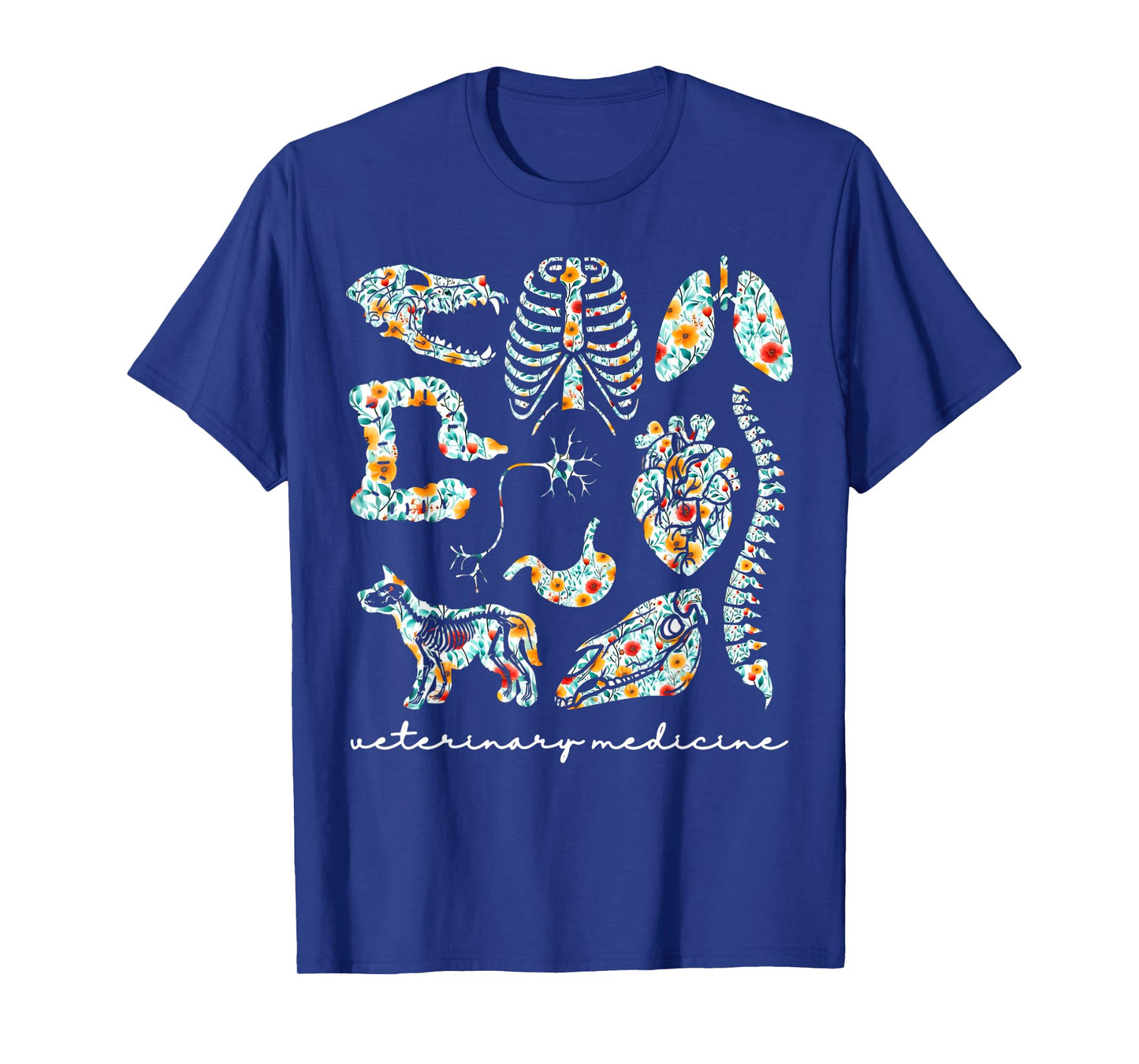Floral Veterinary Anatomy Vet Tech Veterinary Technician T-Shirt