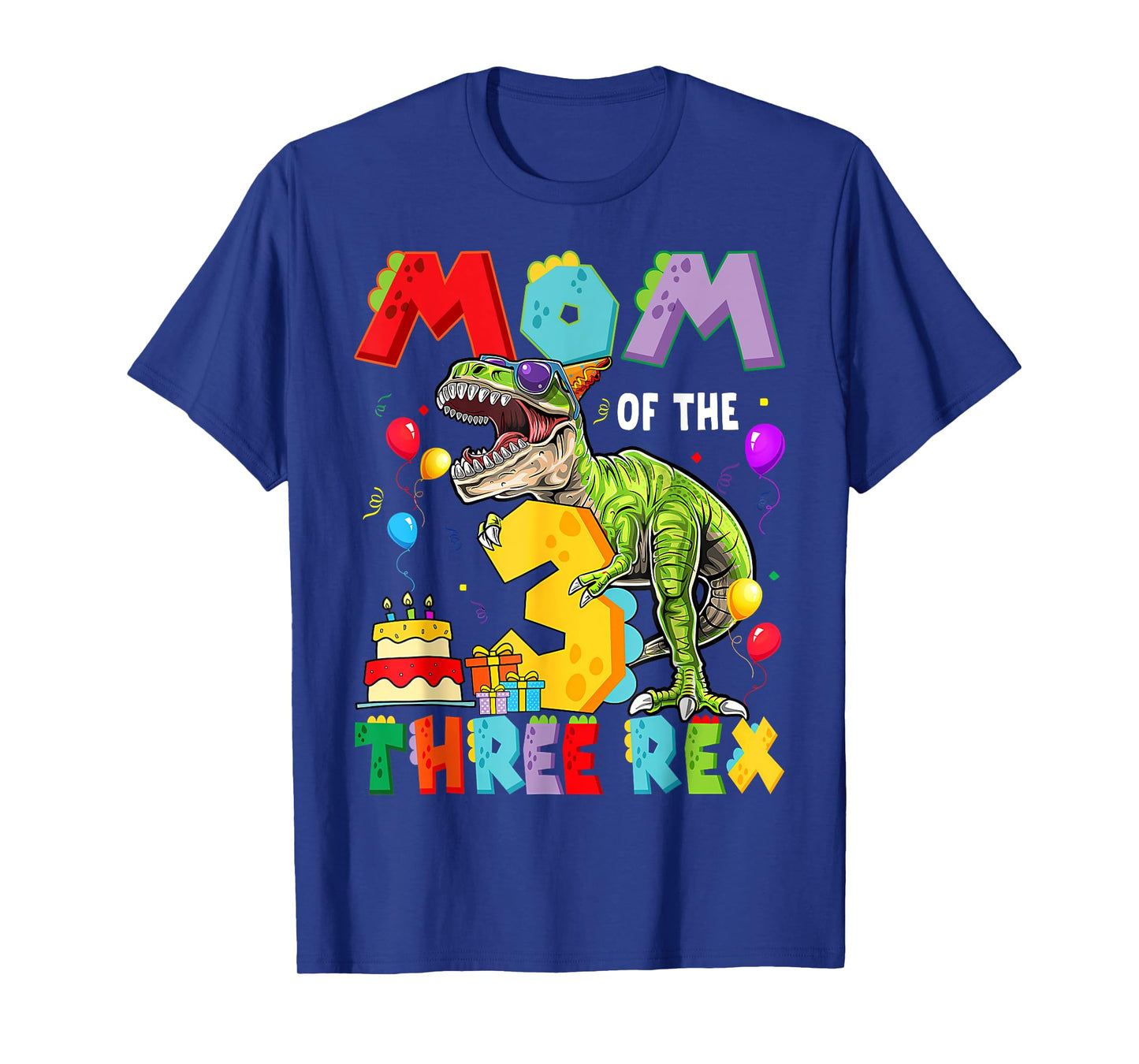 Mom Of The Three Rex 3Rd Birthday Boy Dinosaur T-Rex T-Shirt