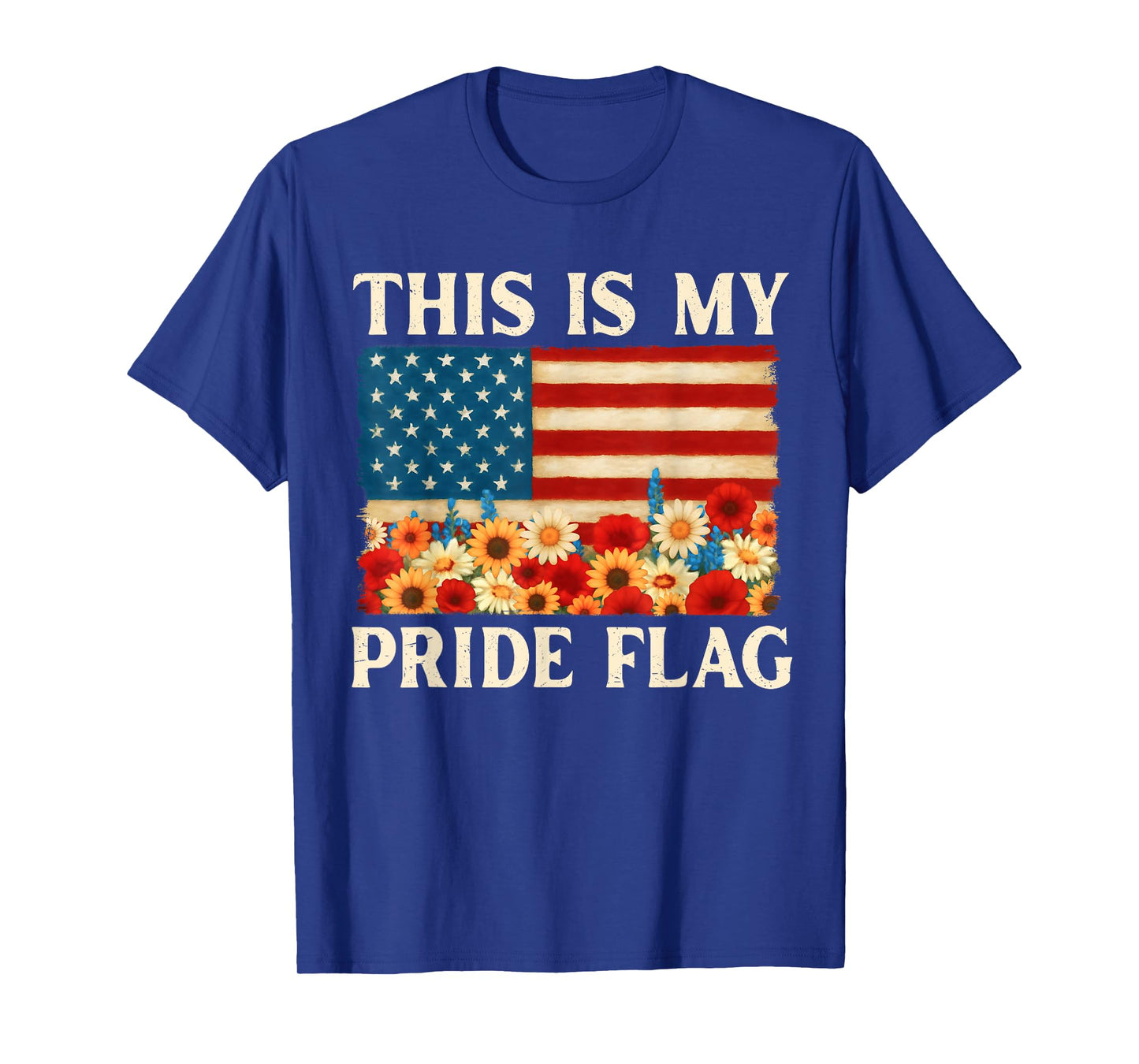 This Is My Pride Flag Boho Floral USA Flag 4th Of July T-Shirt