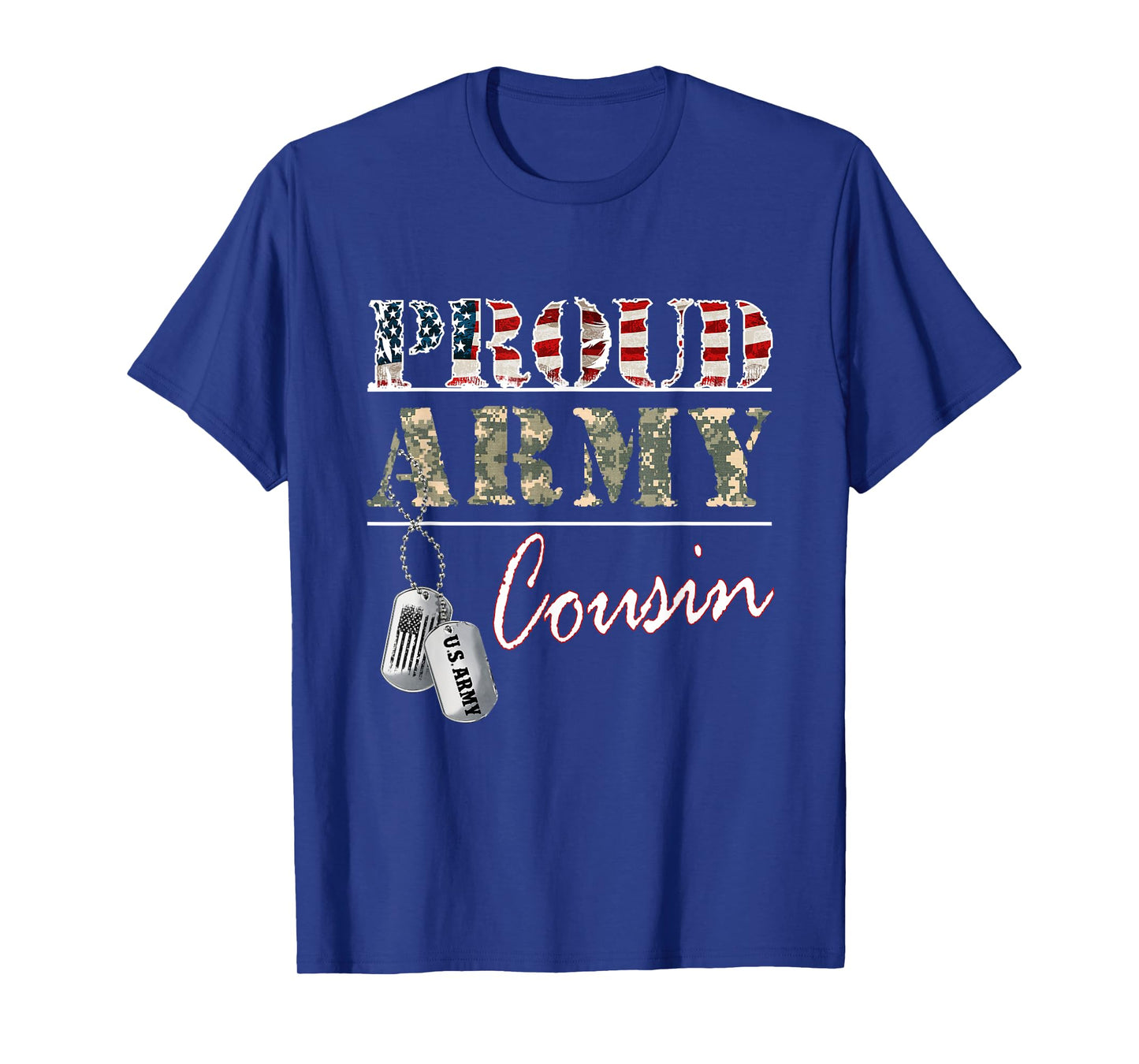 Proud Army Cousin American Flag Veteran Military T-Shirt