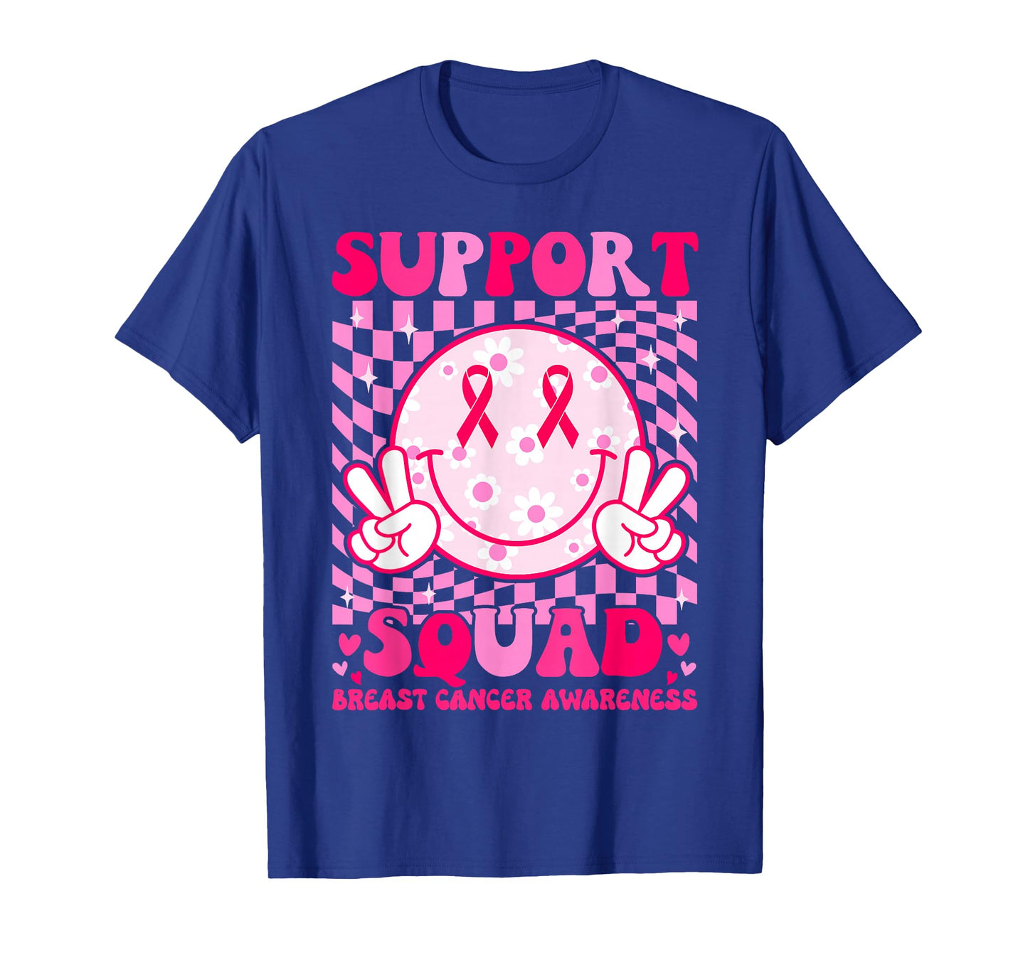 Groovy Breast Cancer Awareness Men Women Kids Support Squad T-Shirt