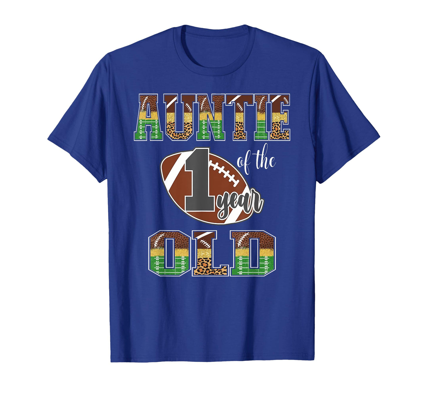 Auntie Of The 1 Year Old Football 1St Year Down Birthday T-Shirt