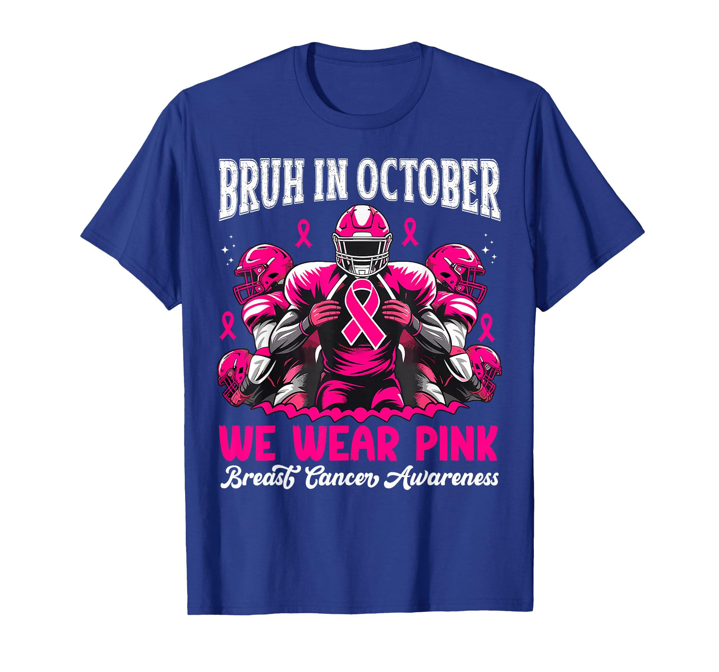 Bruh in October We Wear Pink Out Football Boys Breast Cancer T-Shirt