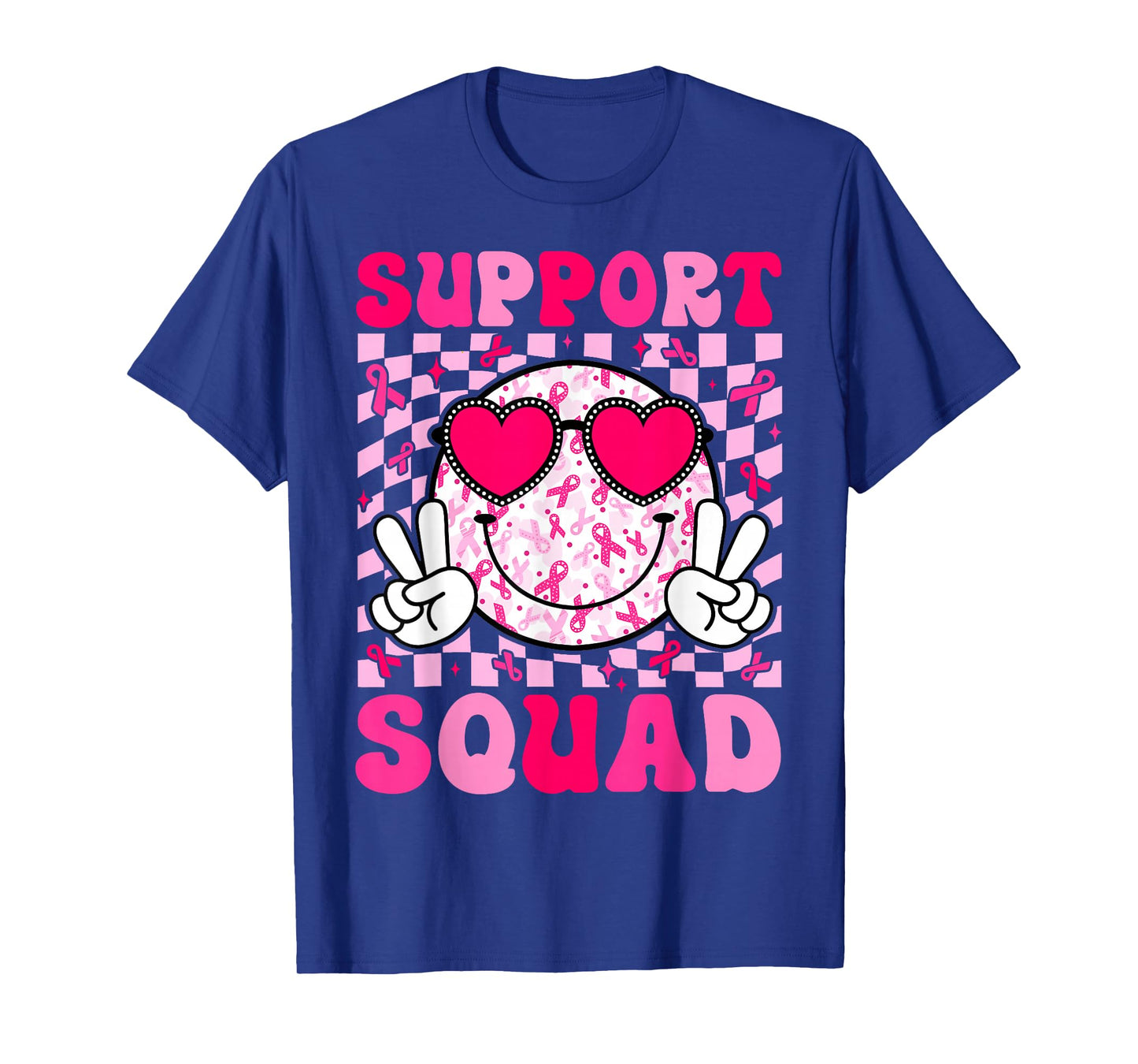 Support Squad Breast Cancer Awareness Pink Ribbon Smile Face T-Shirt