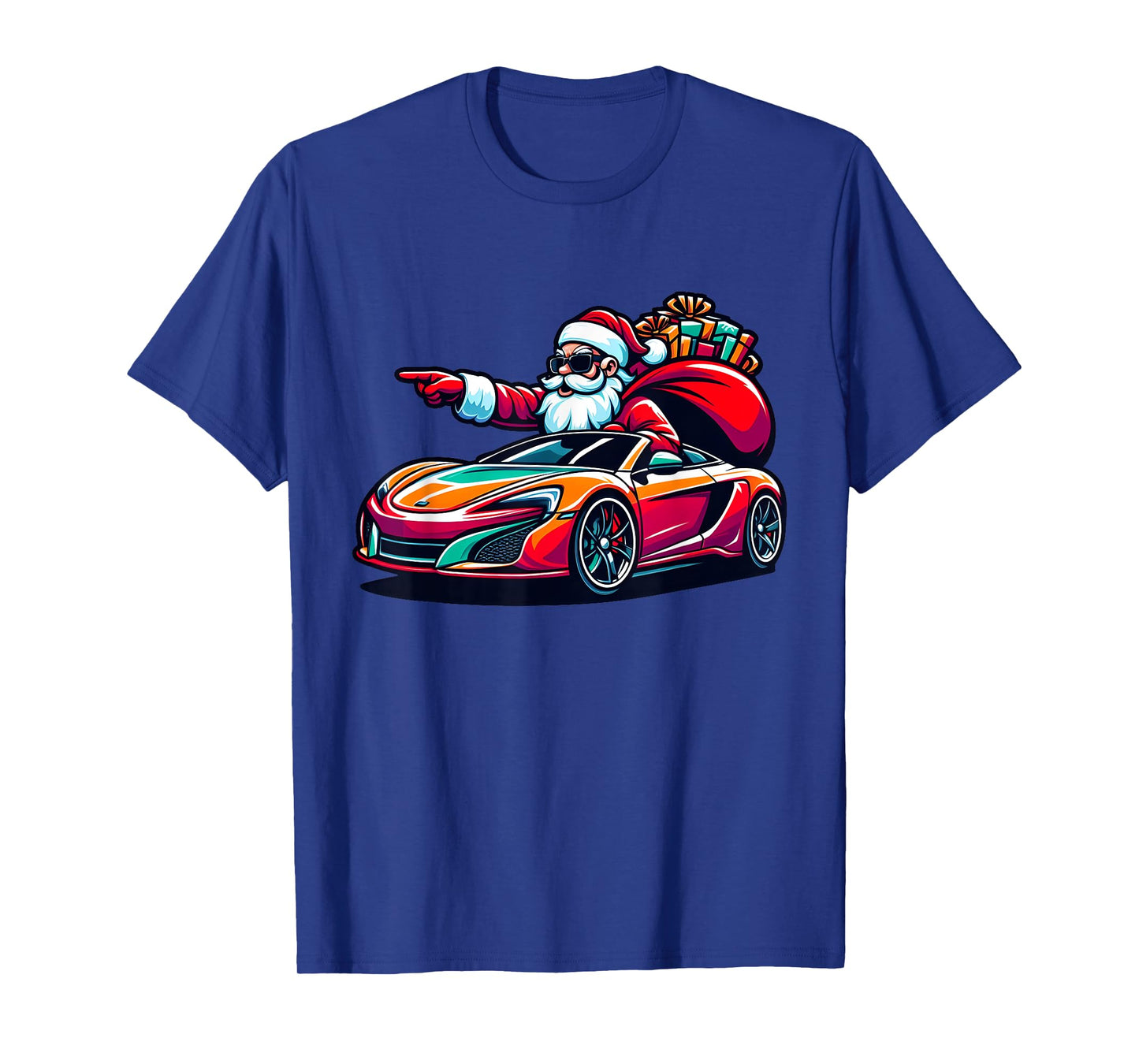Funny Christmas Santa Claus Driving Sport Car Xmas Pajama T-Shirt