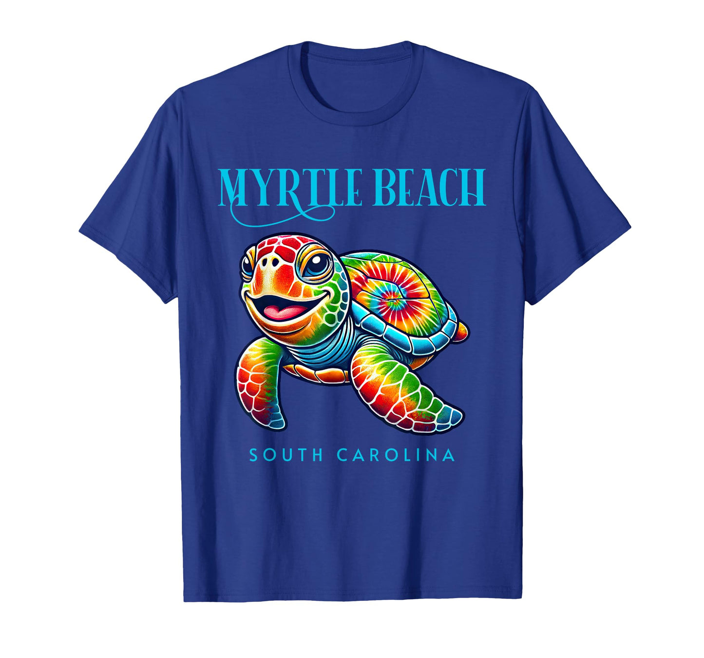 Myrtle Beach South Carolina Smiling Tie Dye Sea Turtle Men Women Girls Kids T-Shirt