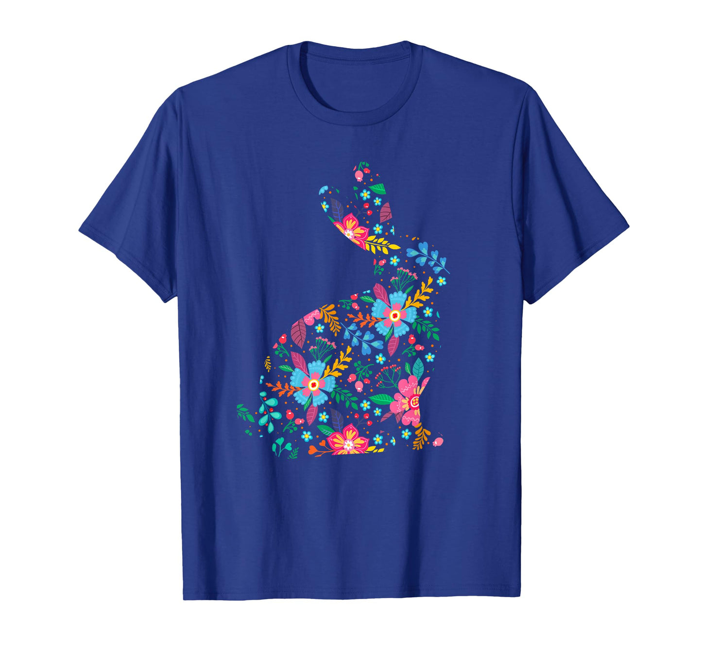 Floral Easter Women Girls Easter Bunny Spring Flowers Rabbit T-Shirt