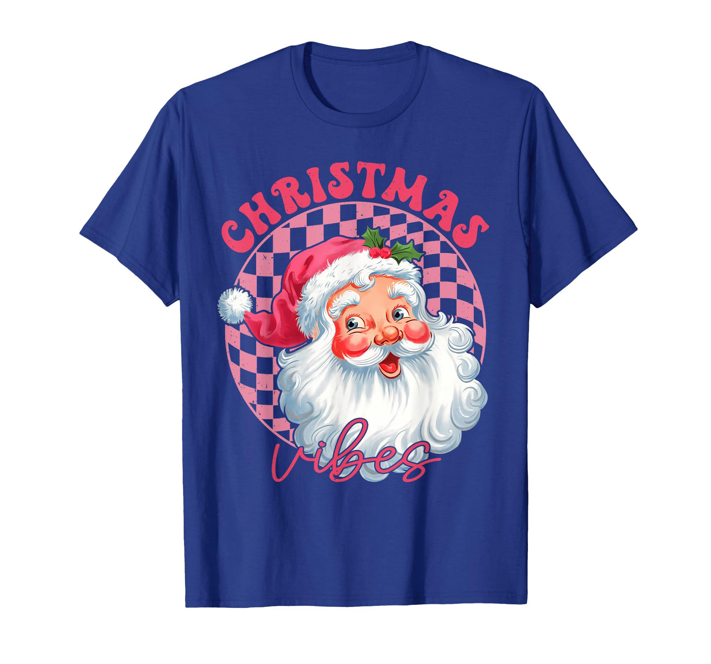 Vintage Retro Pink Santa Christmas Vibes Groovy Pink Santa T-Shirt