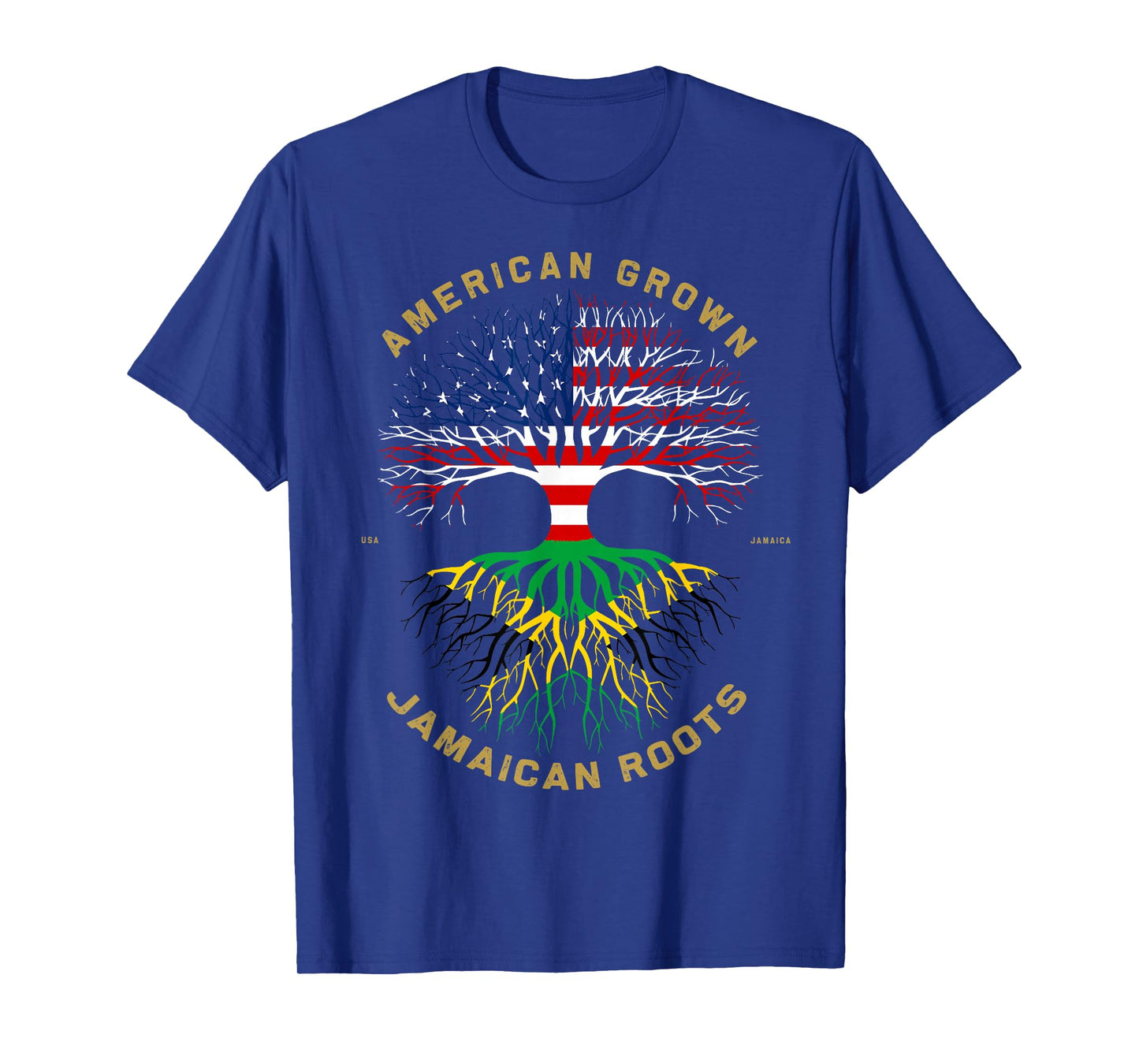 American Grown With Jamaican Roots Tree Vintage USA Flag T-Shirt