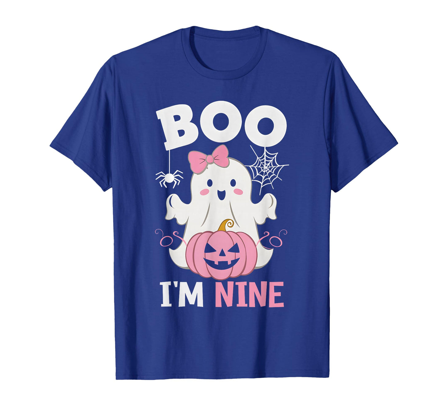 Ghost Boo I'm Nine Year 9th Birthday Girls Halloween Groovy T-Shirt