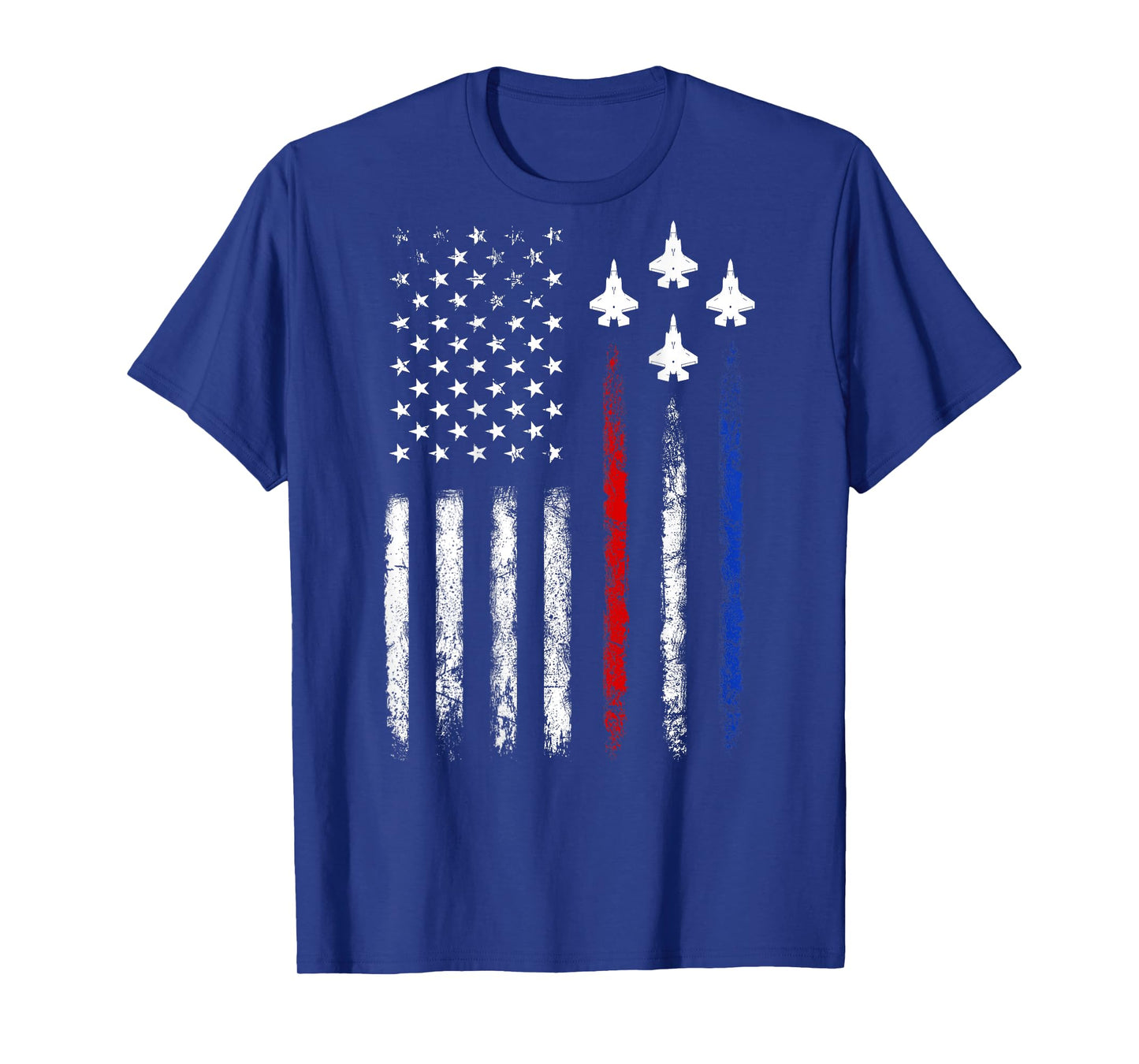 (On Back) Patriotic Shirts USA Flag Fighter Jet 4th Of July T-Shirt for Women Girls Kids Men