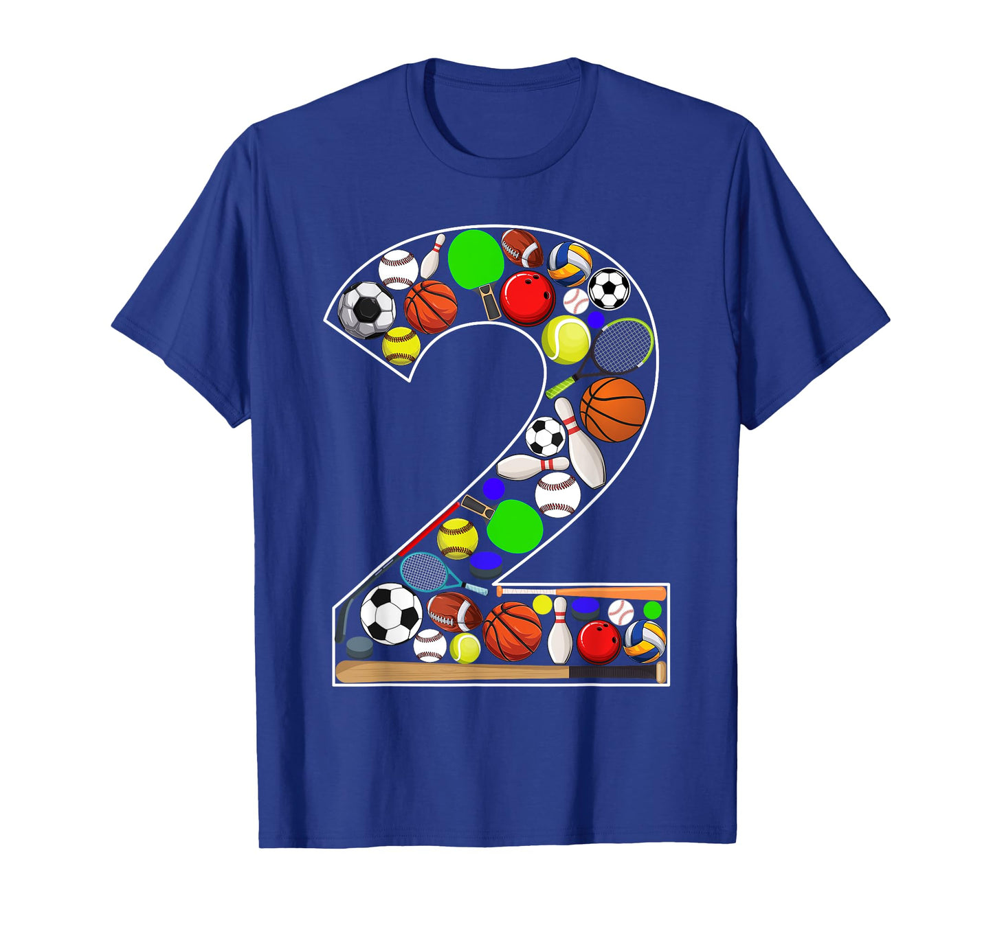 Kids 2nd Birthday Sports Big Number Two 2 Year Old Boy T-Shirt