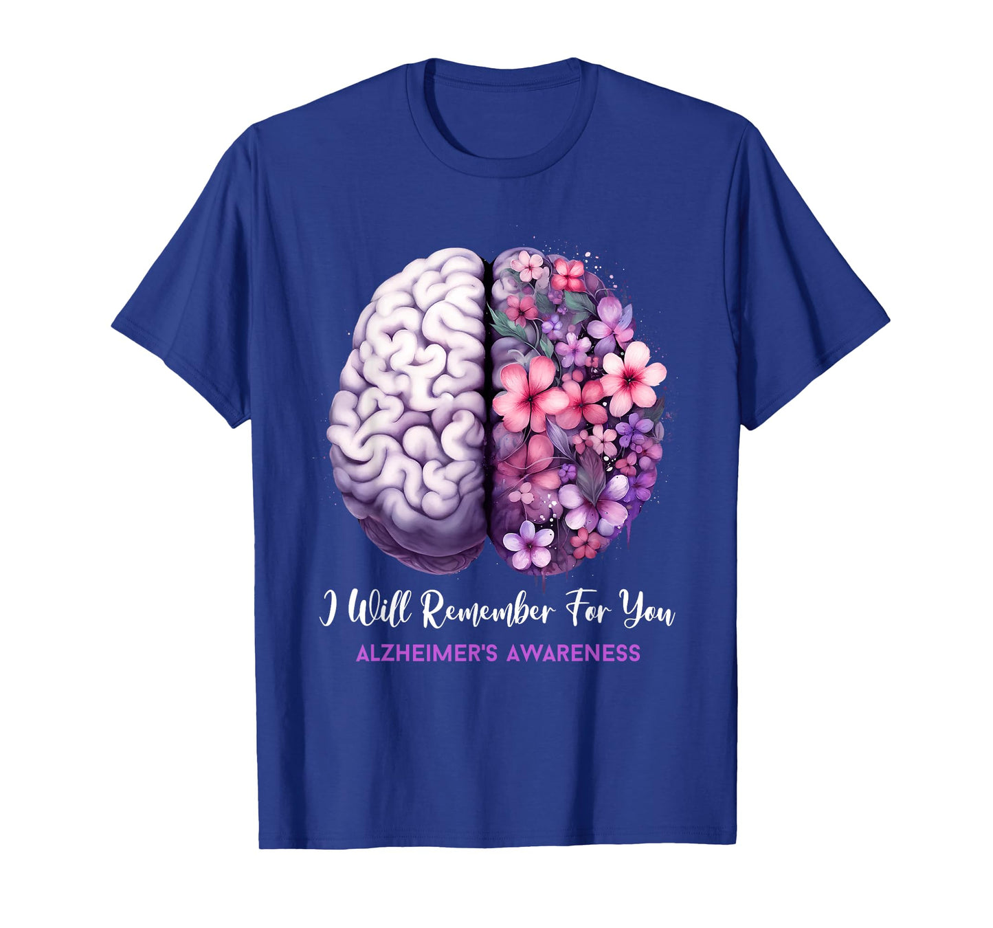 Alzheimer's Awareness Brain Flower Ribbon Purple Dementia T-Shirt