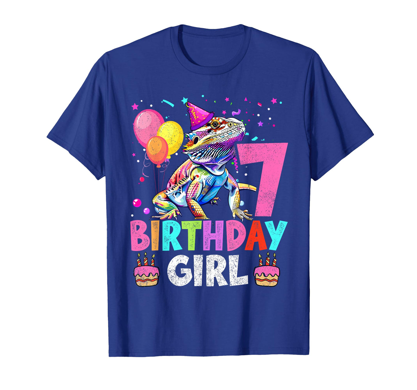 7th Birthday Girl Bearded Dragon 7 Years Old Bday Party T-Shirt