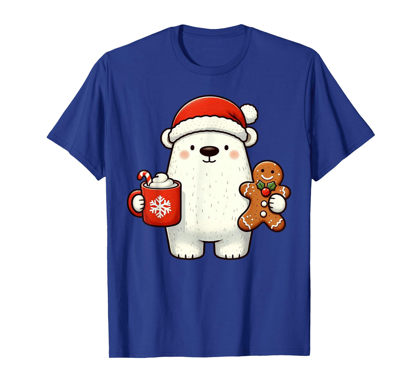 Polar Bear Santa Hat Christmas Holiday Xmas Coffee Cookies T-Shirt