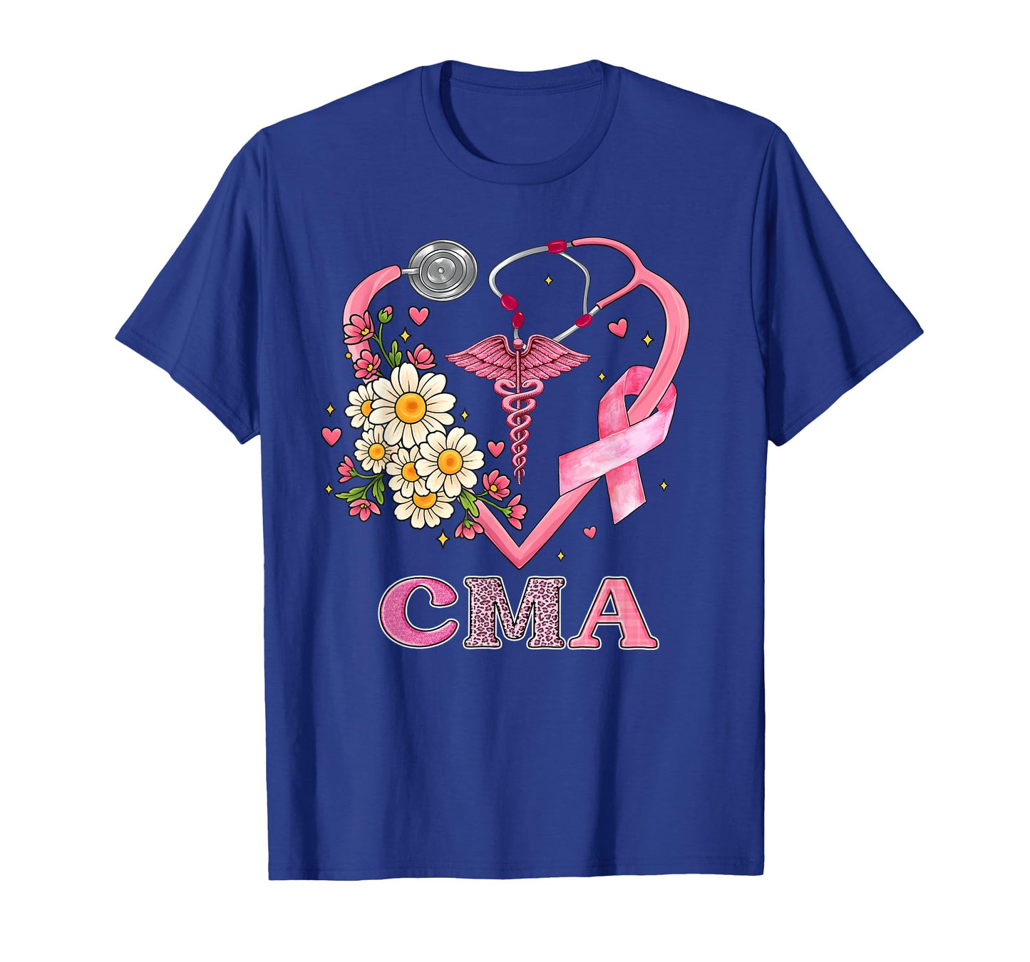 CMA Heart Pink Ribbon Stethoscope Breast Cancer Awareness T-Shirt
