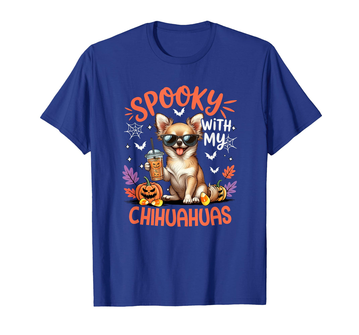 Spooky With Chihuahuas Halloween Drinking Coffee Owner T-Shirt