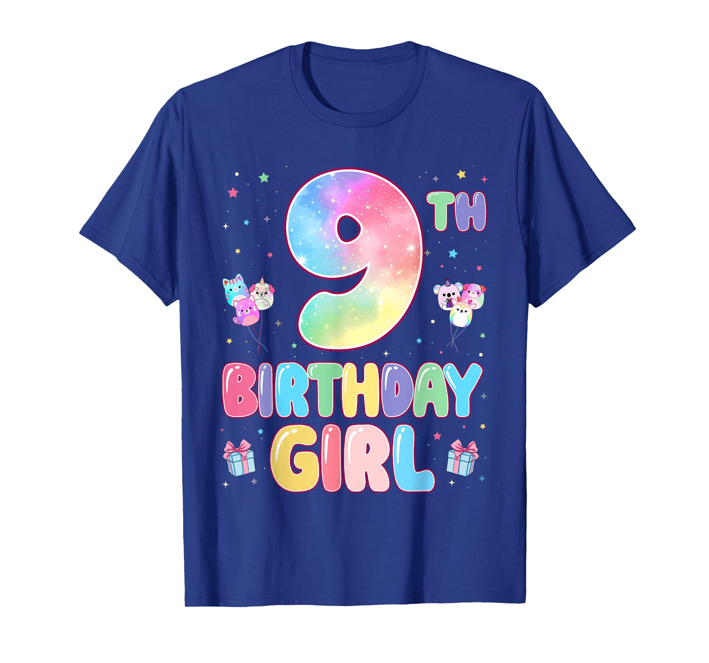 Birthday Girl 9 Year Old Tie Dye 9th Birthday For Kids Girls T-Shirt