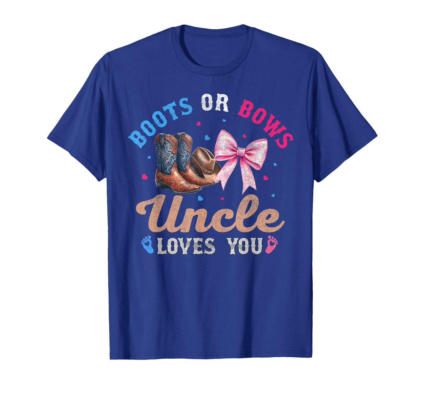 Boots or Bows Uncle Loves You Gender Reveal Family Matching T-Shirt