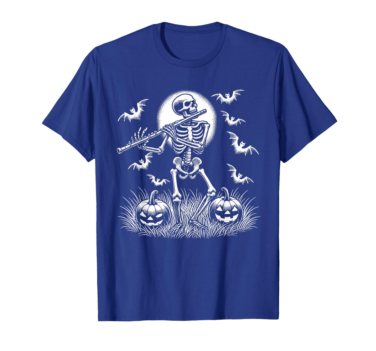 Funny Flute Skeleton Flutist Halloween Mens Womens Kids T-Shirt