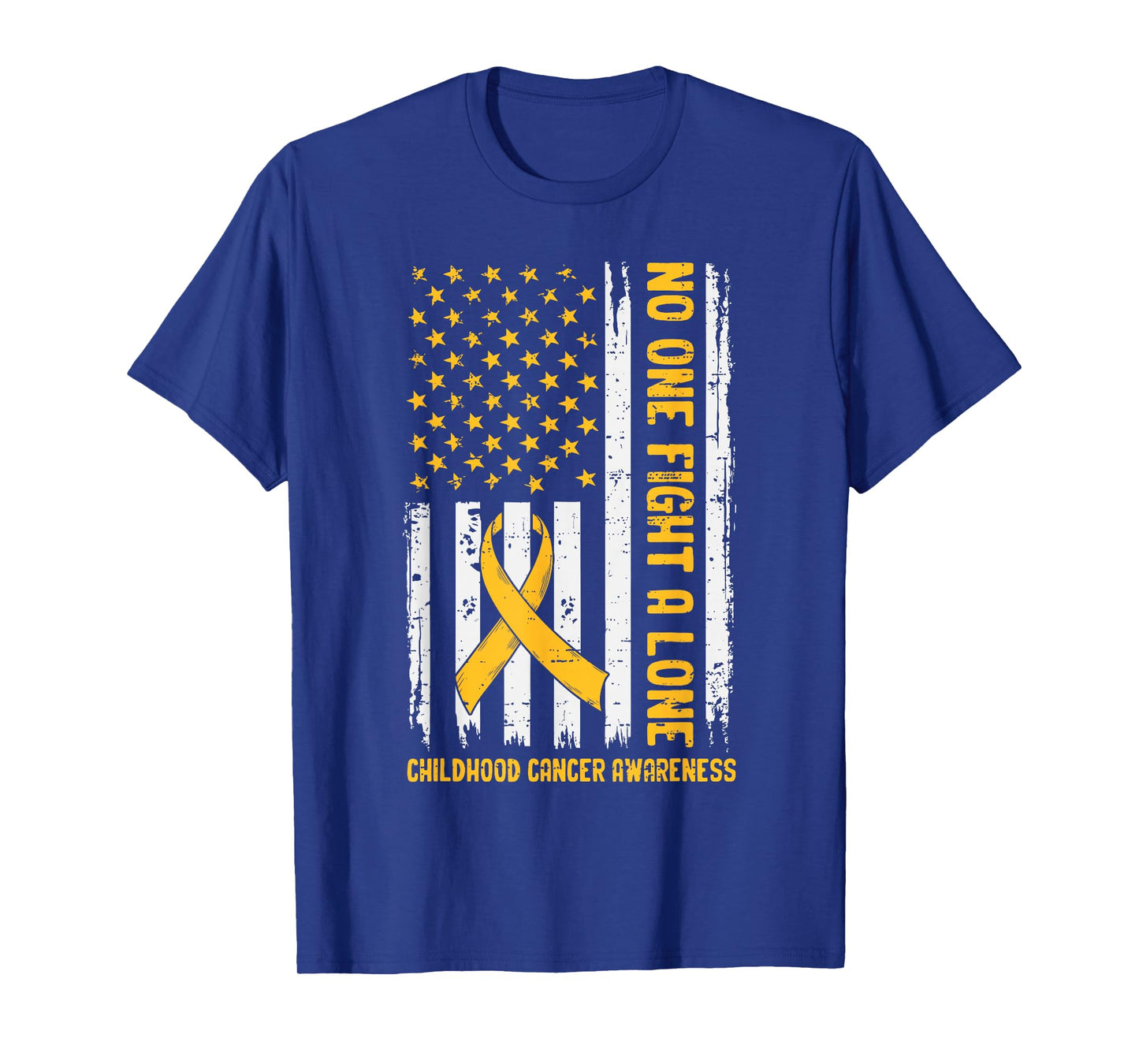 Childhood Cancer Awareness Gold USA American Flag Ribbon Men T-Shirt
