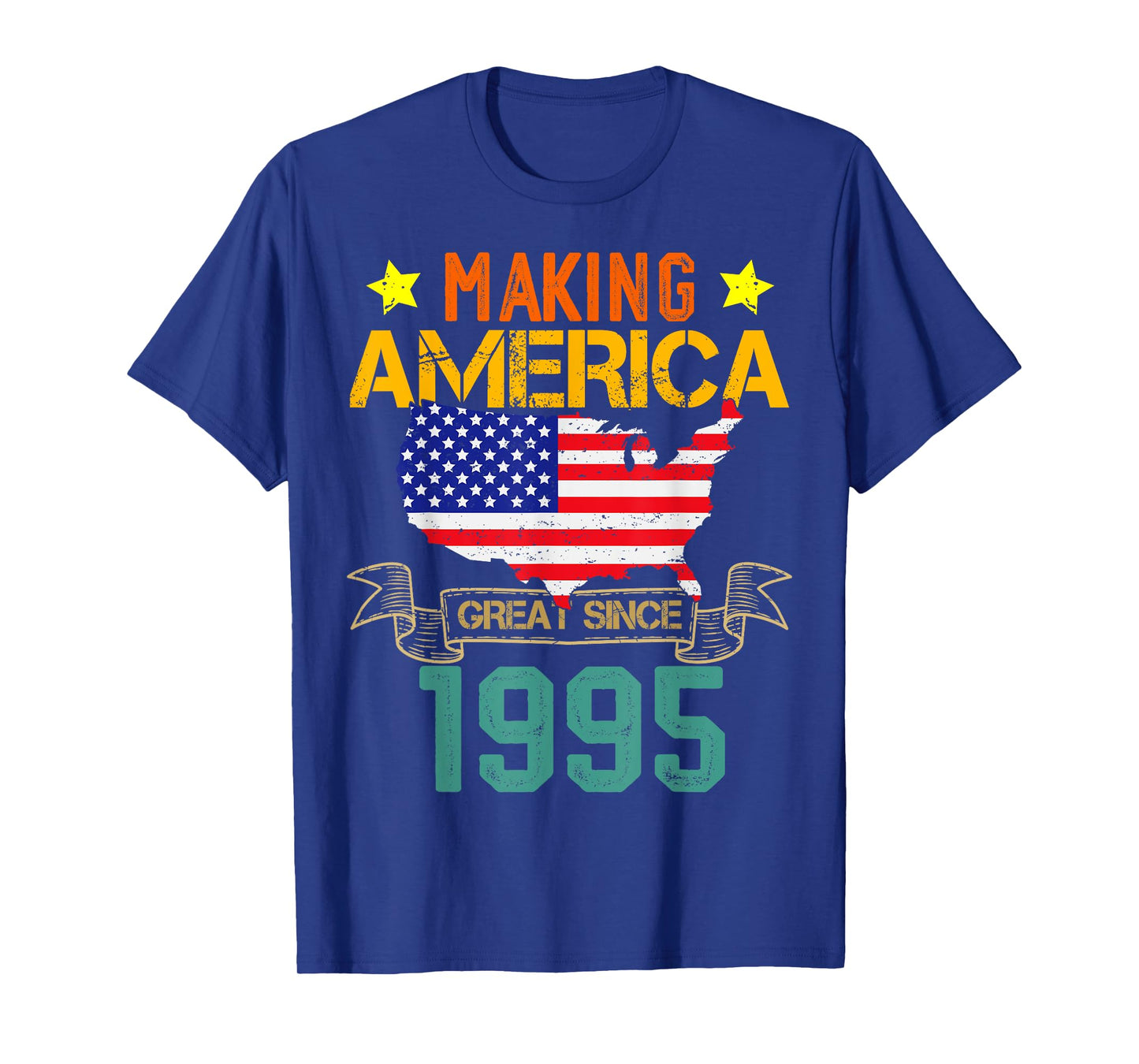 Make America Great Since 1995 American Flag 4th Of July T-Shirt for Women Men