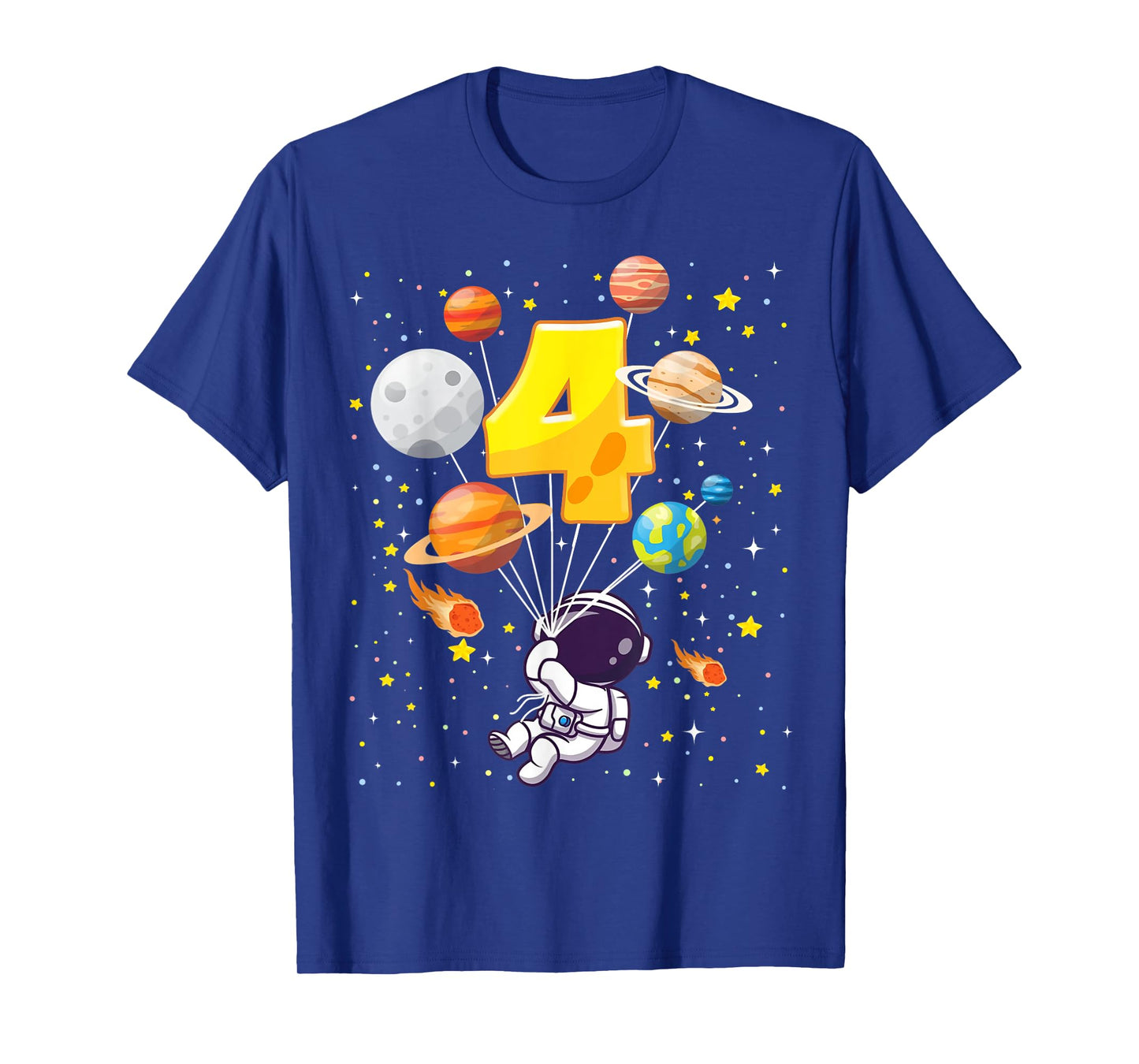 Funny 4 Years Old Astronaut Birthday Space Planets For Kids T-Shirt