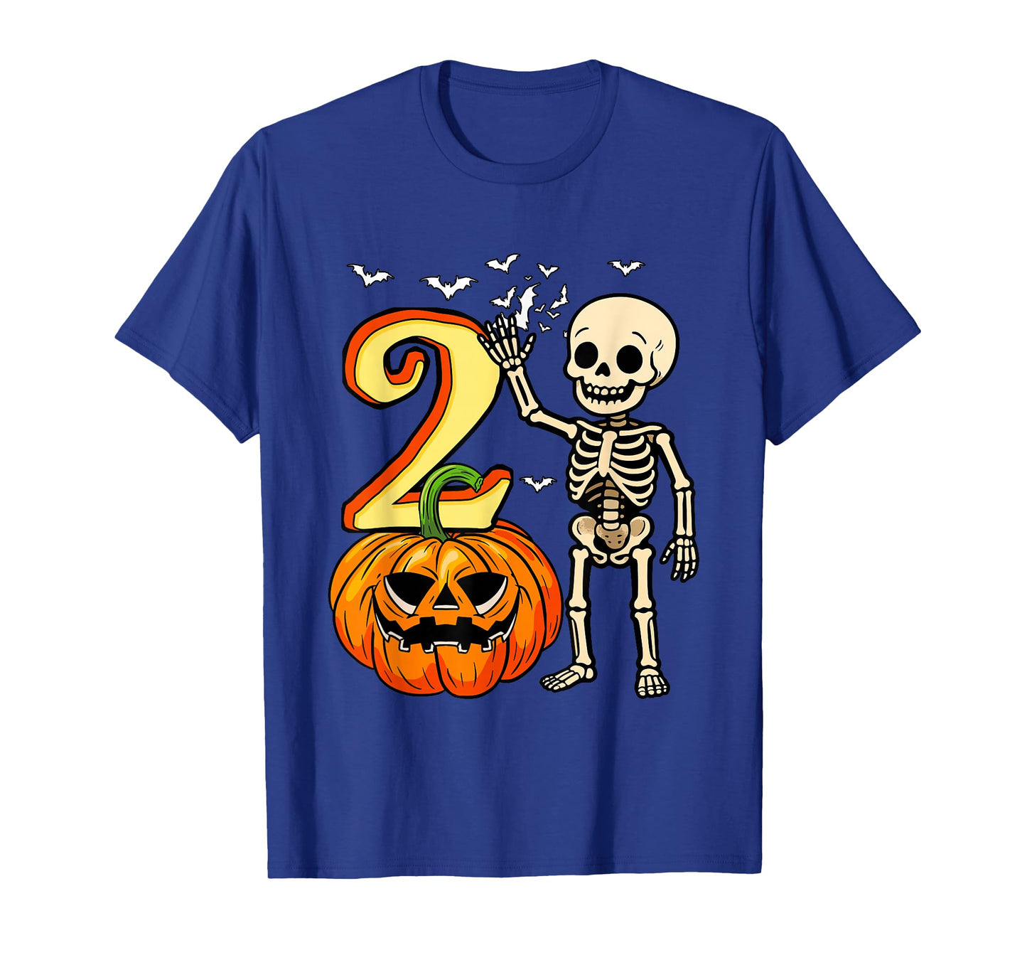2 Halloween Skeleton 2nd Birthday Horror Carved Pumpkin T-Shirt
