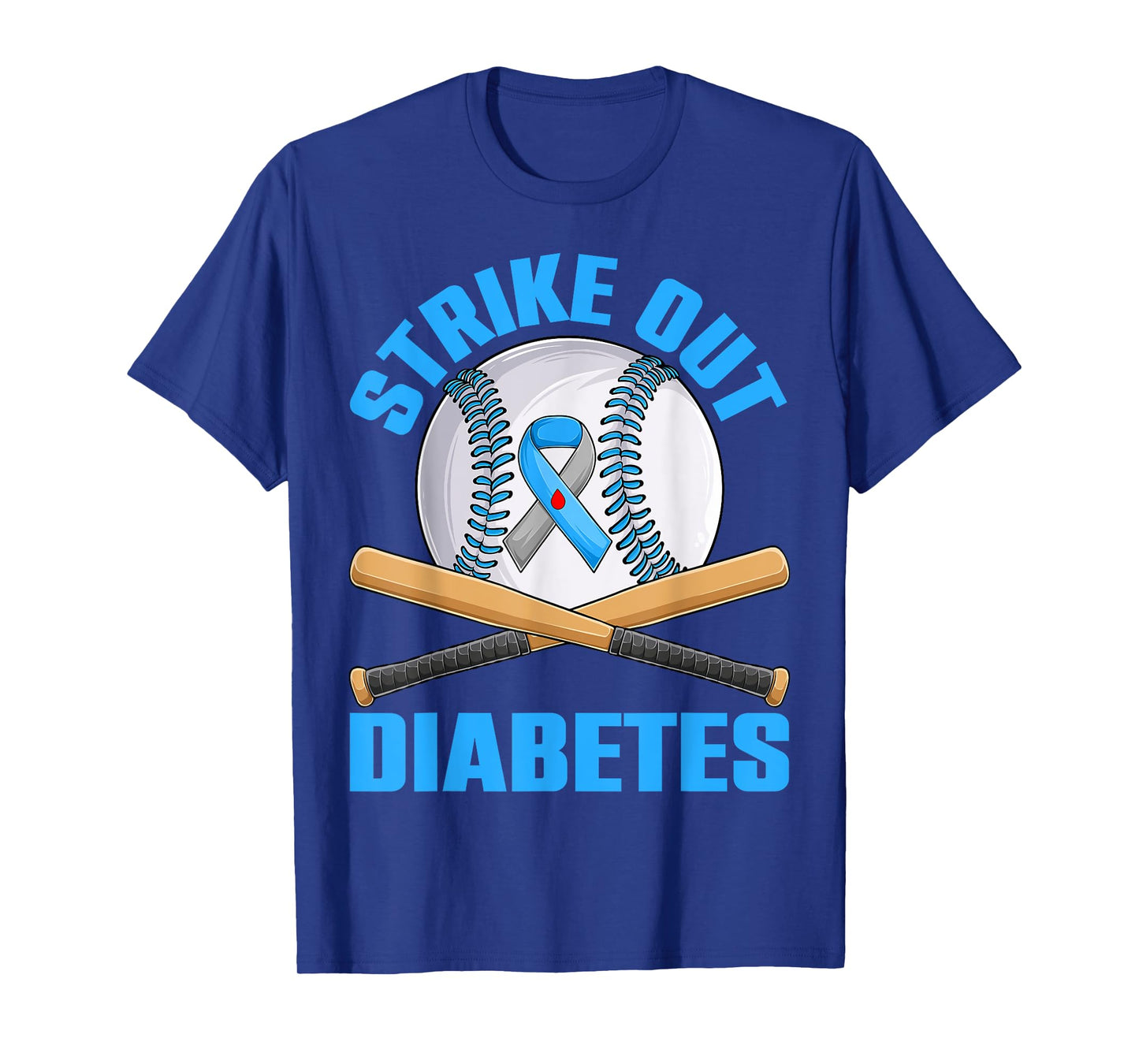 Strike Out Type 1 Diabetes Awareness T1D Warrior Baseball T-Shirt