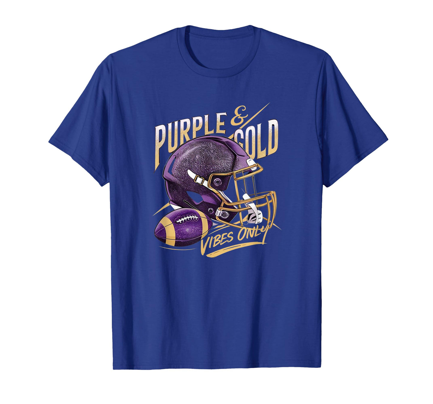 Purple & Gold Vibes Only Football Player Team Matching T-Shirt