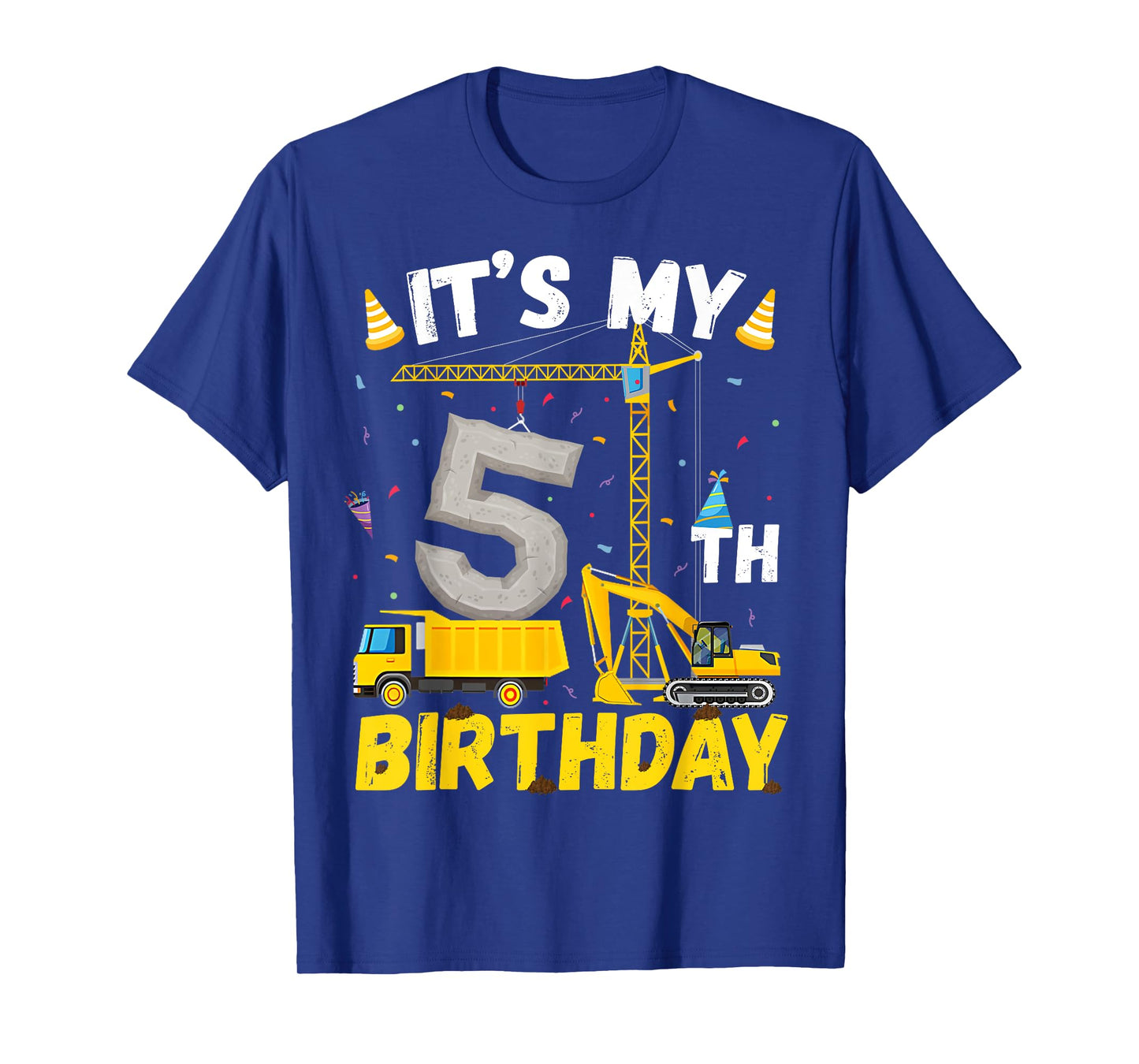 5th Birthday Boy Construction Excavator 5yr Five 5 Year Old T-Shirt
