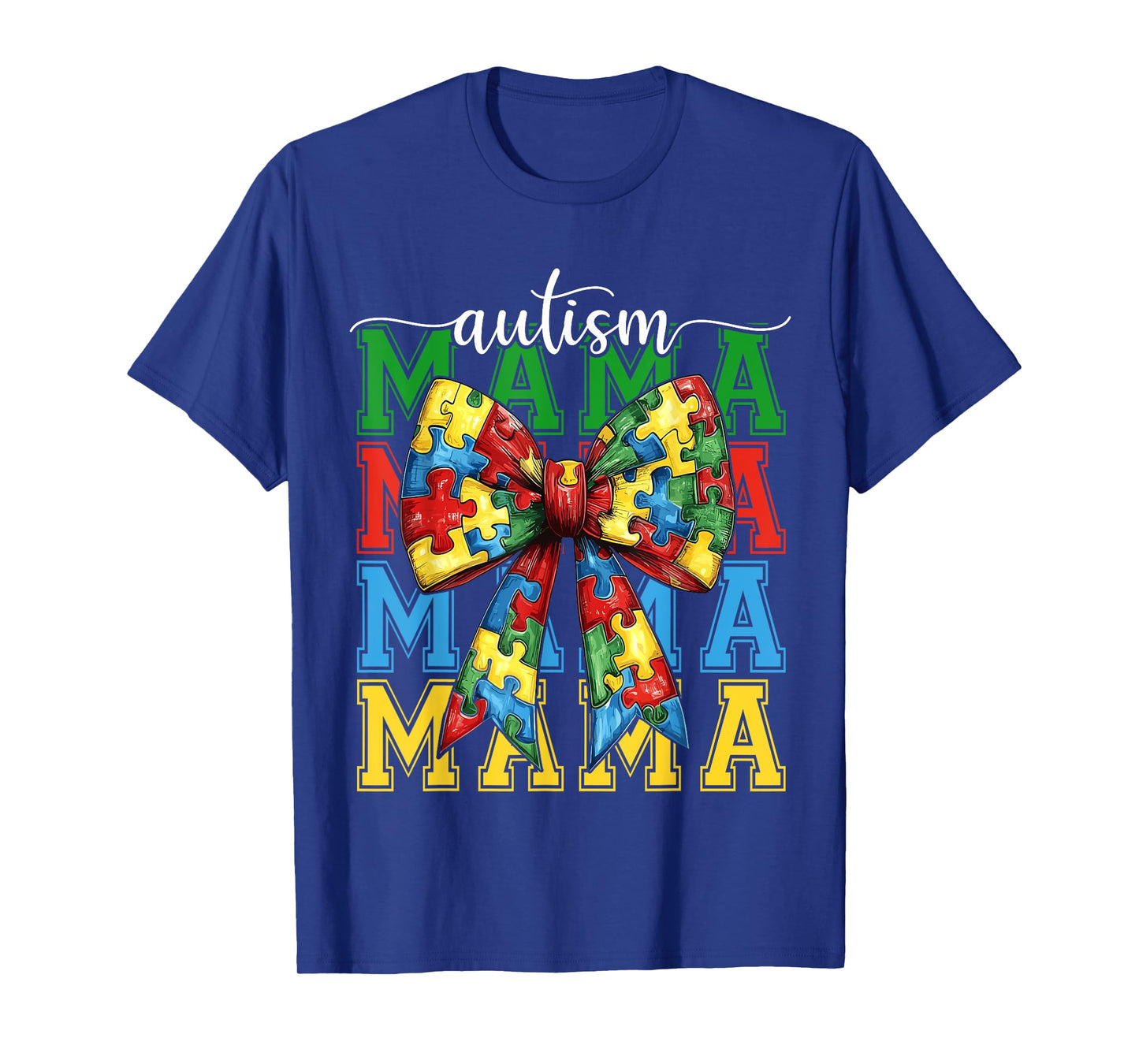 Autism Mama Coquette Bow Puzzle Autism Mom Awareness Women T-Shirt