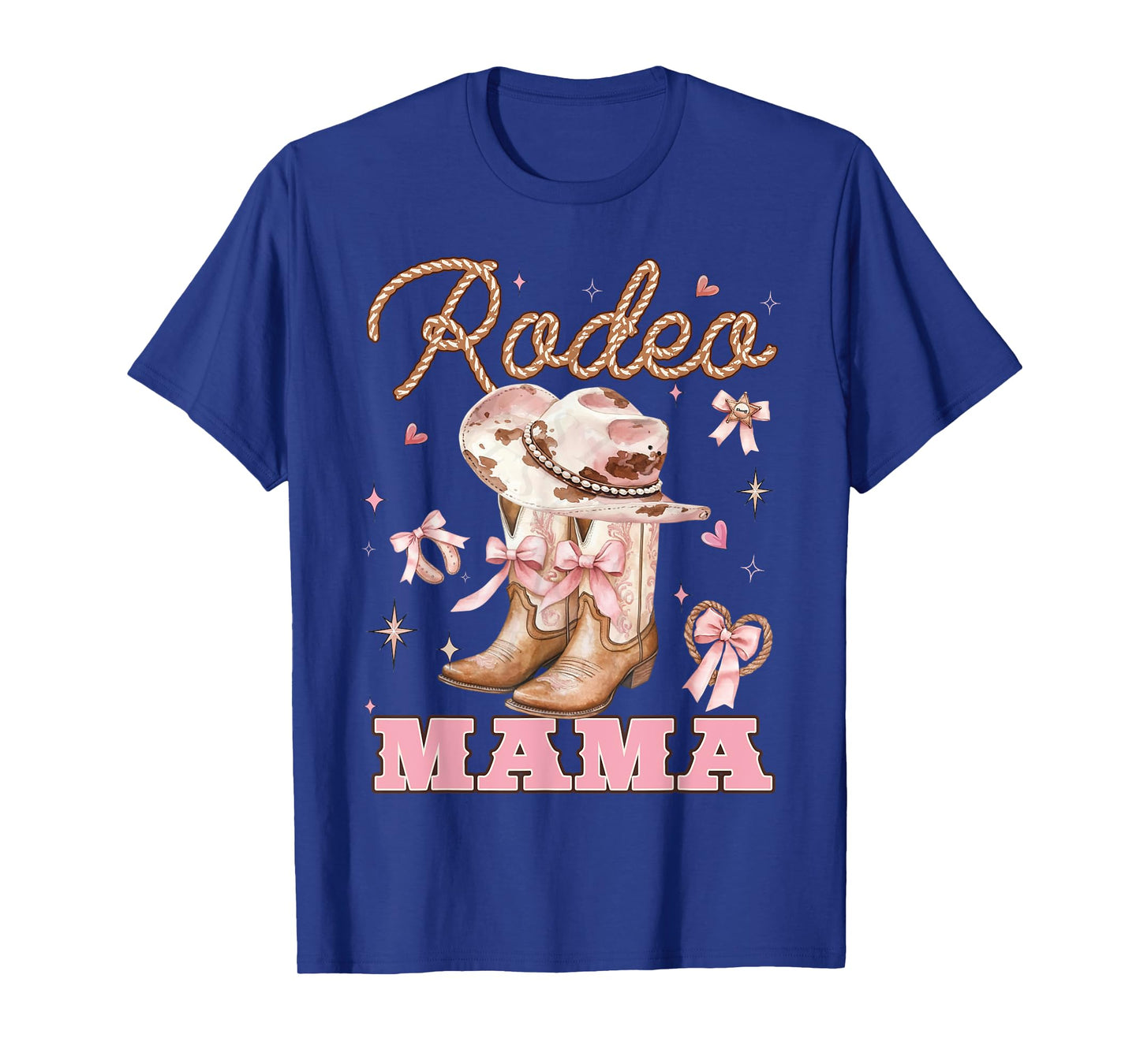 Rodeo Mama Pink Boots Coquette Bow Cowgirl Birthday Family T-Shirt