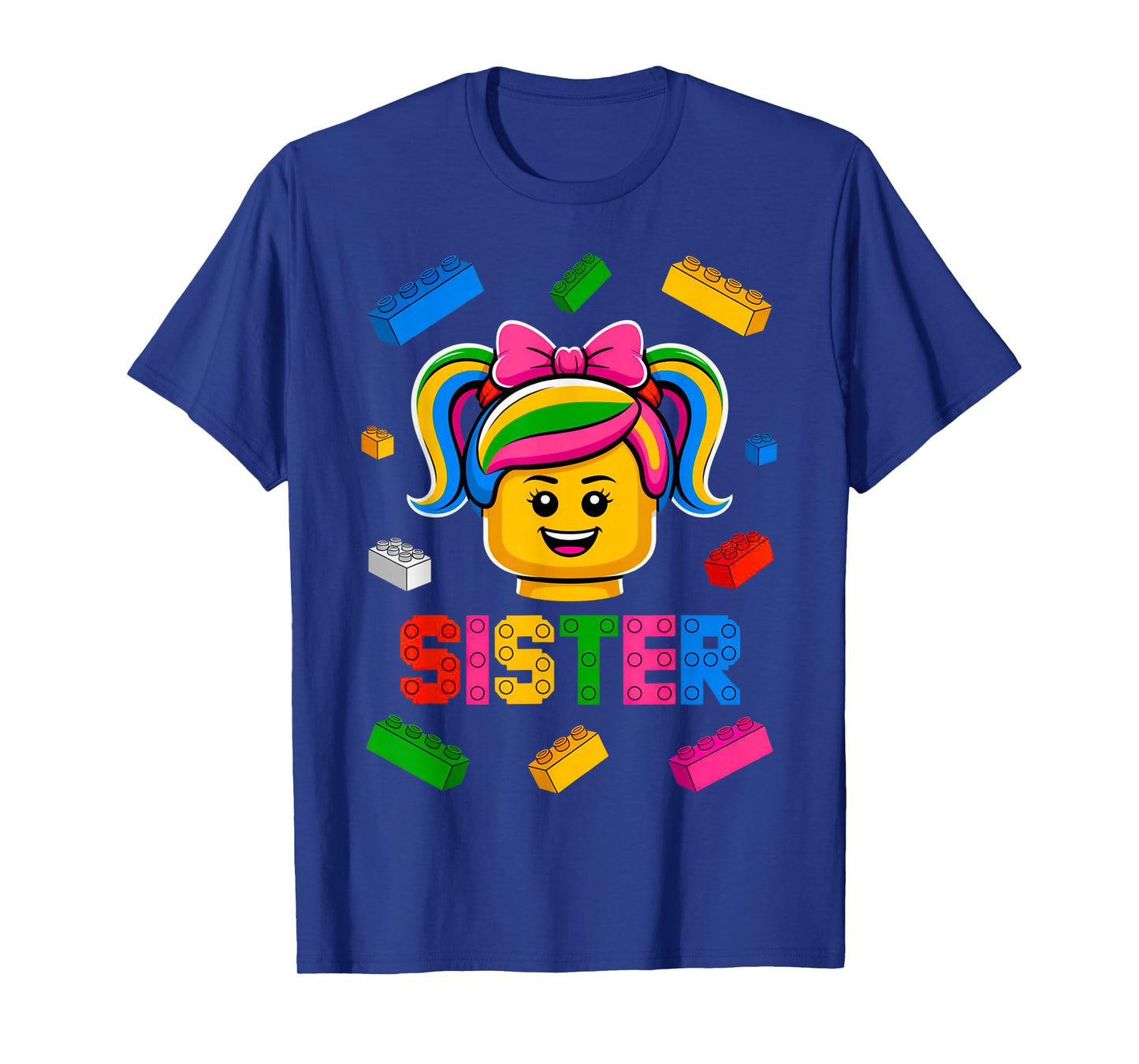 Family Sister Master Builder Building Bricks Blocks Girls T-Shirt
