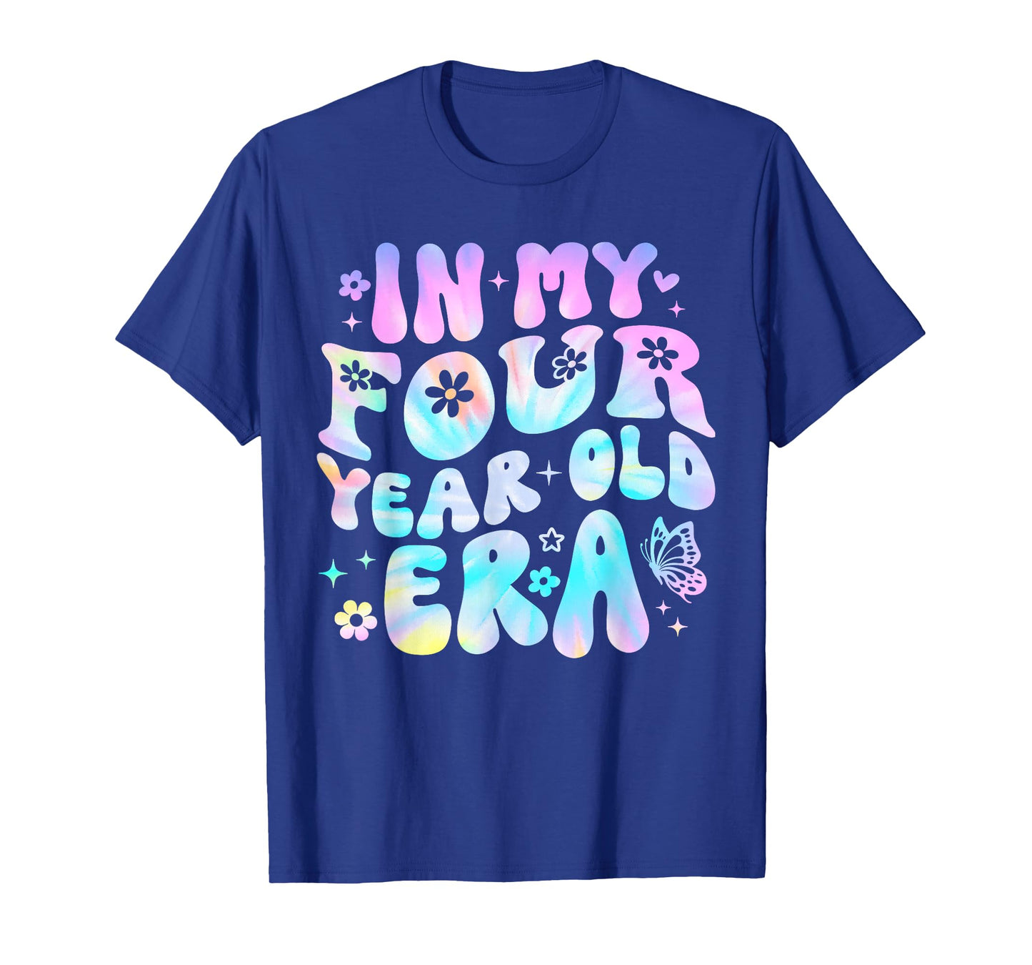 Groovy In My Four Year Old Era Girl 4th Birthday 4 Yrs Old T-Shirt