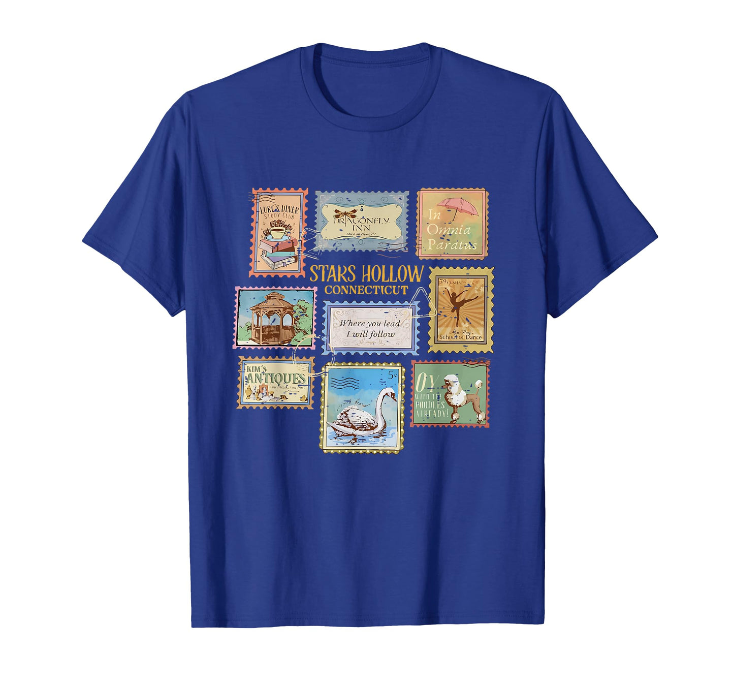 Stars Hollow Connecticut Stamps Funny Fall Pumpkin Autumn T-Shirt