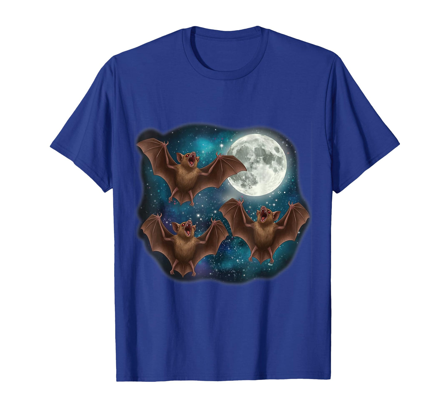 Three Bat Under Full Moon Funny Cosmic Meme Halloween Day T-Shirt