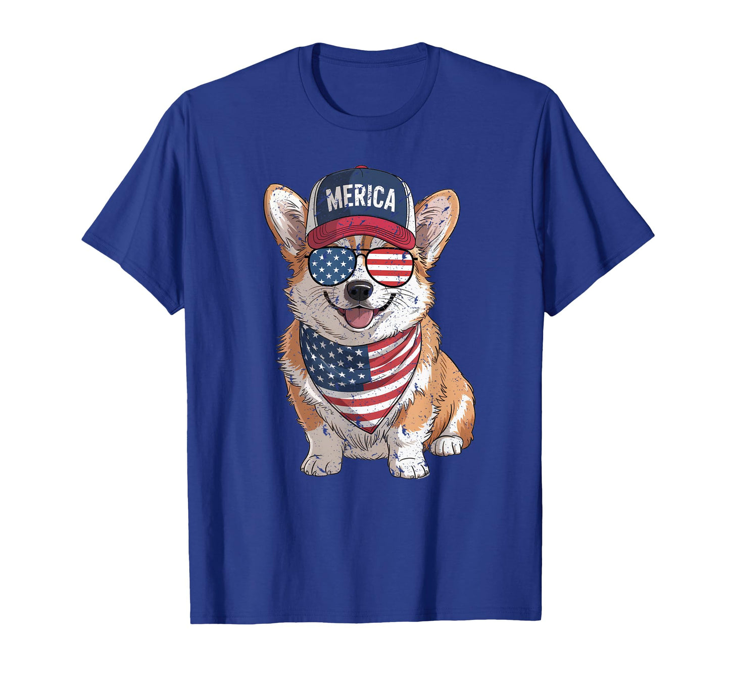 Corgi 4th of July US American Flag Dog Patriotic Men Women Kids T-Shirt
