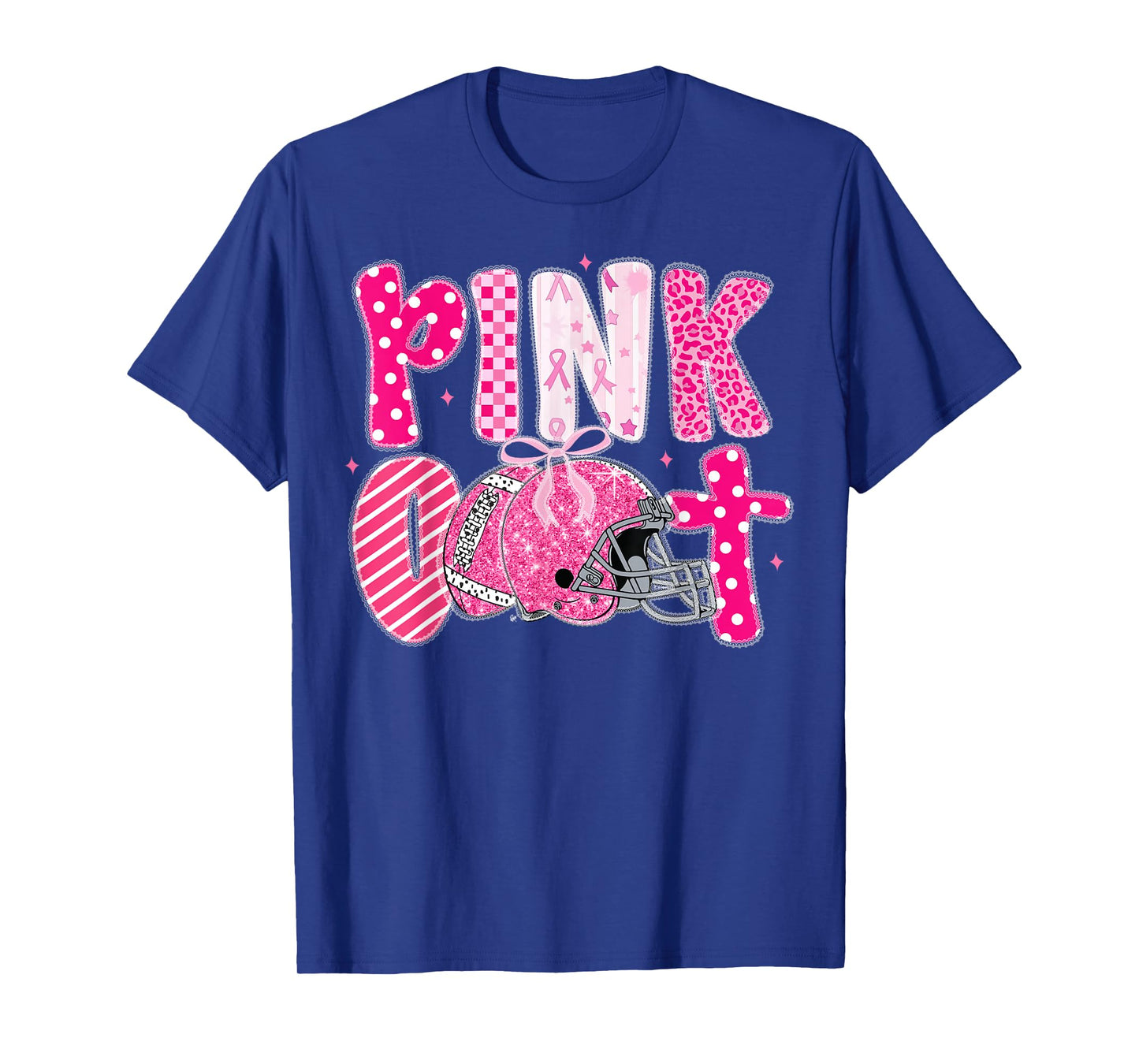 Pink Out Shirt Men Boy Kids Football Breast Cancer Awareness T-Shirt