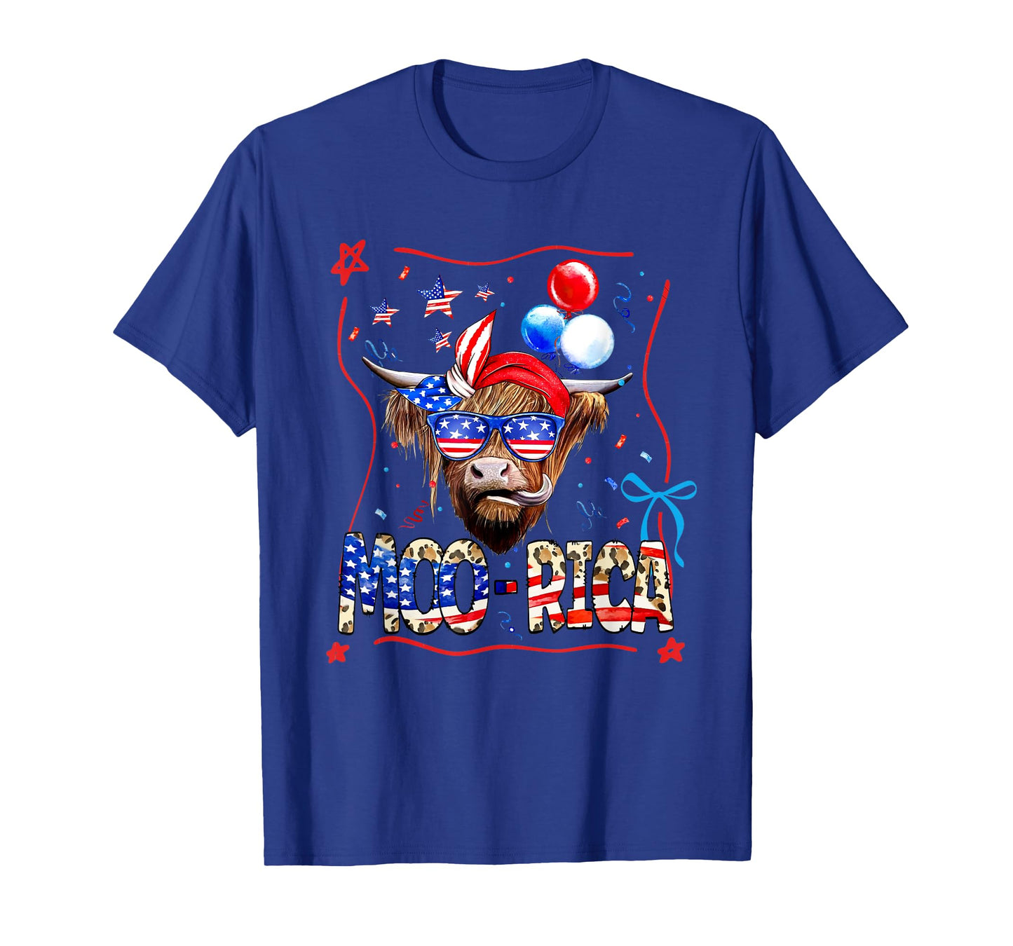 Funny Moorica 4th of July Funny Highland Cow American T-Shirt