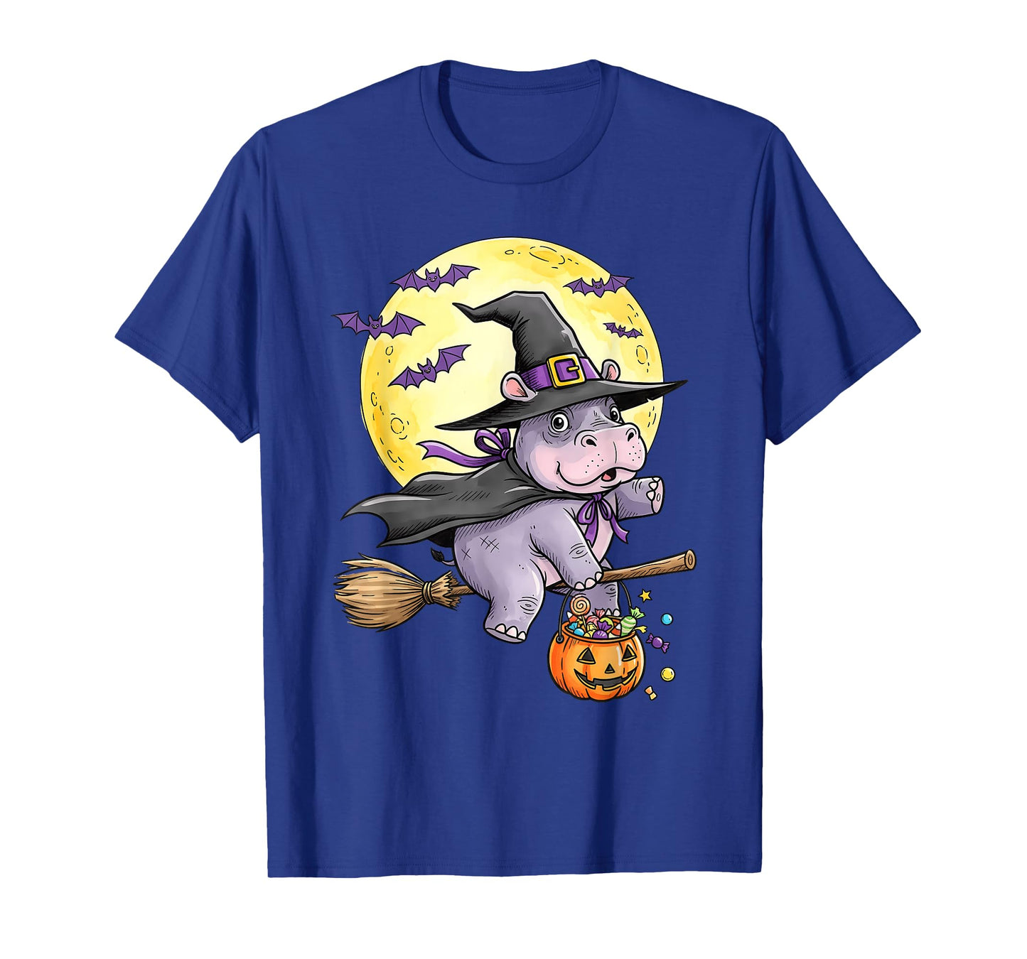 Cute Hippo Pumpkin Funny Halloween Hats Men Women Kids T-Shirt