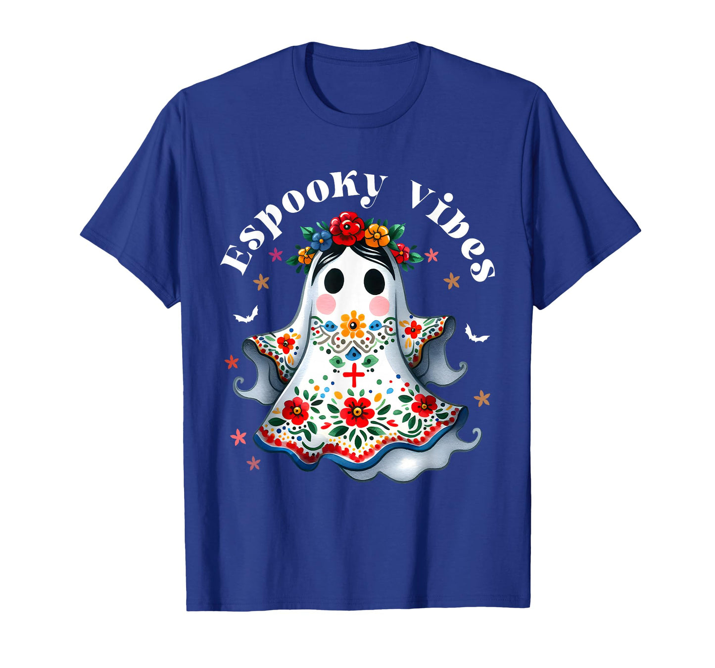 Espooky Vibes Mexican Ghost Flowers Halloween Boo T-Shirt