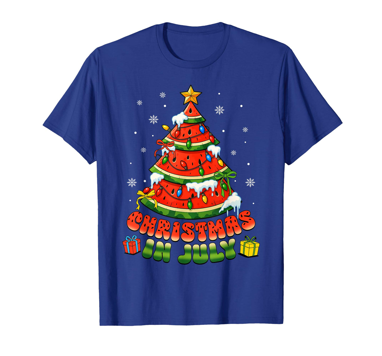 Christmas In July Watermelon Xmas Tree Summer Men Women Kids T-Shirt