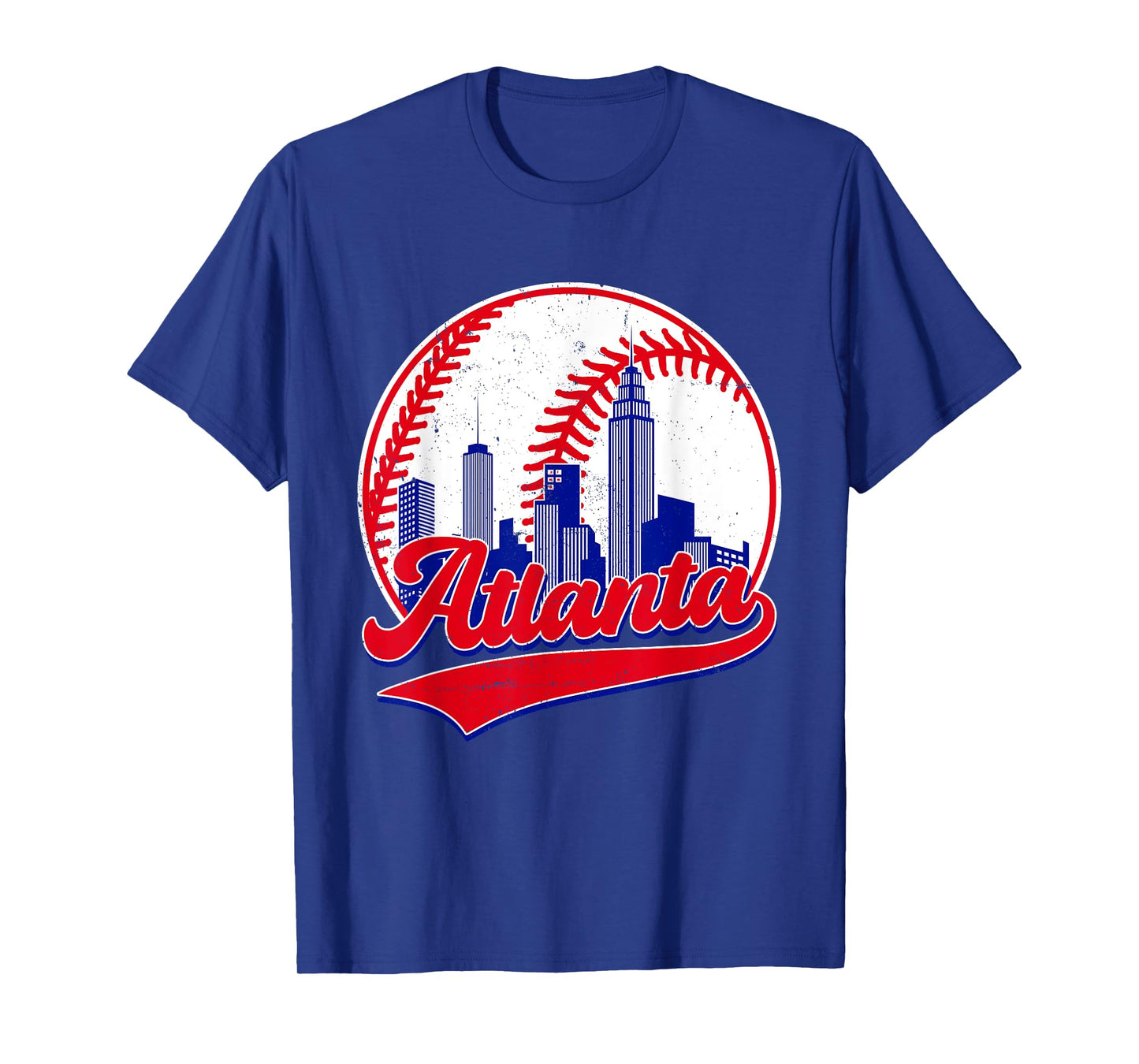 Retro Baseball Player Lover Atlanta Distressed Game Day T-Shirt