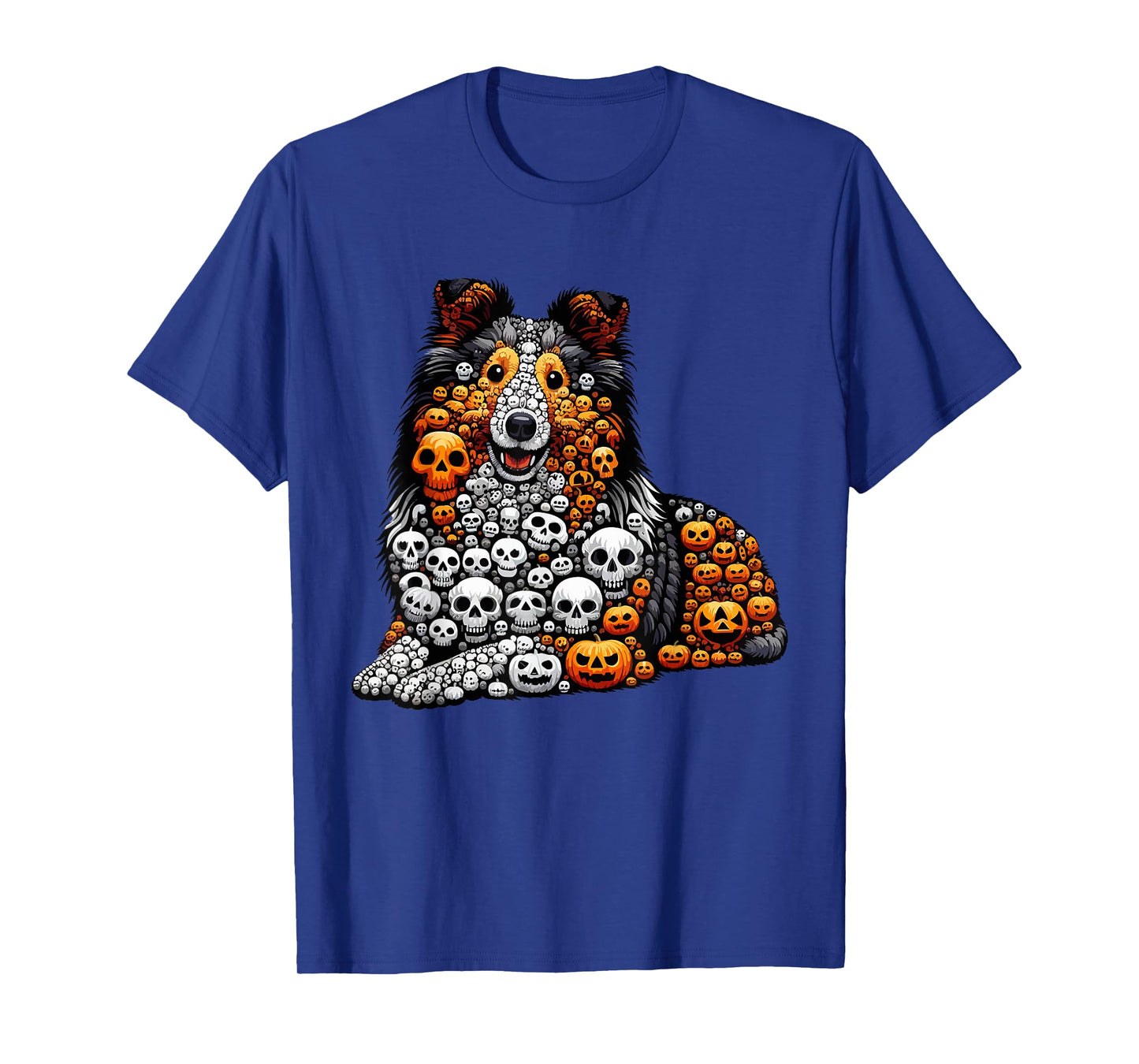 Skulls Carved Pumpkins Halloween Sheltie Cute Shape T-Shirt