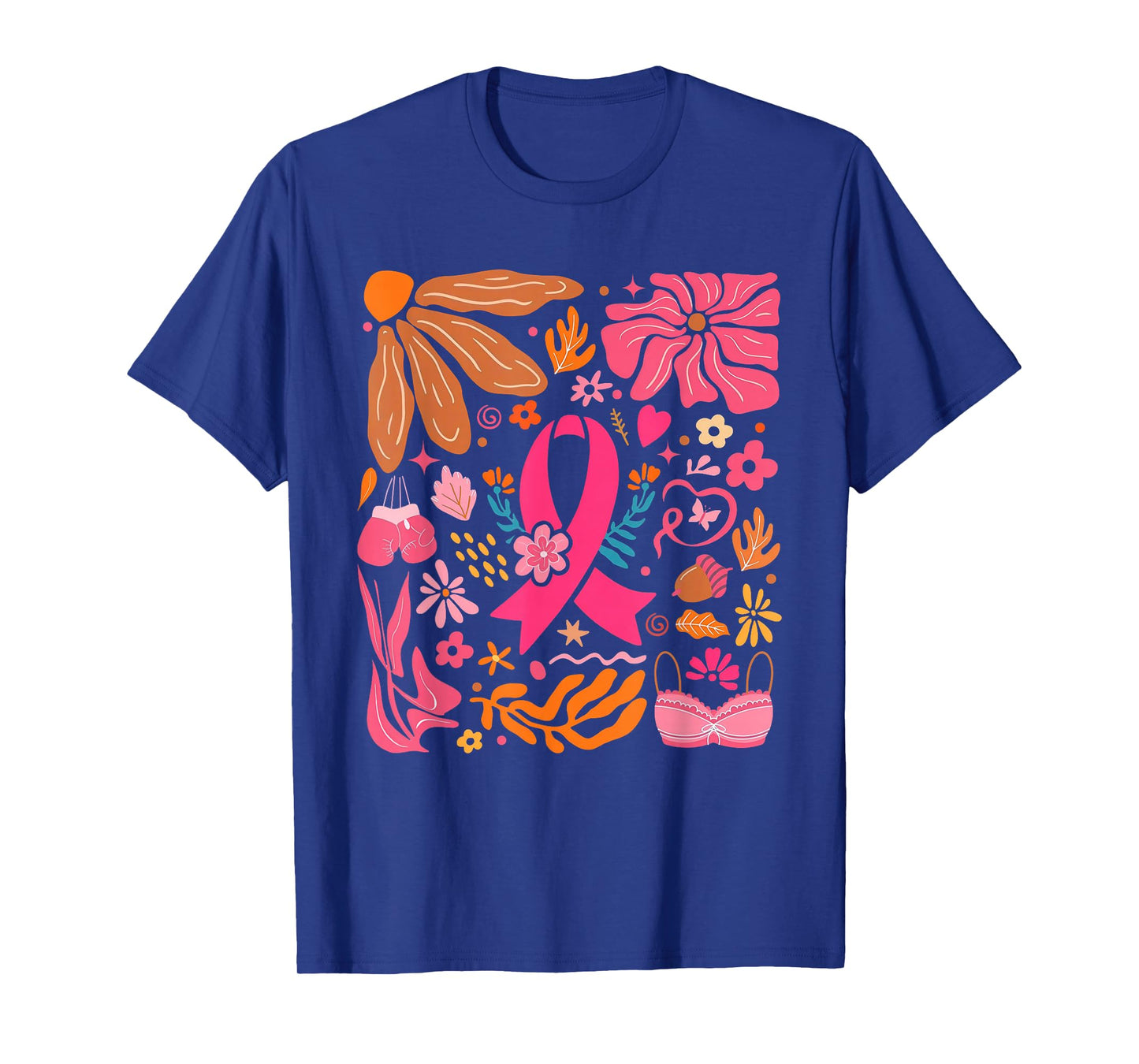 Pink Ribbon Wildflower Breast Cancer Awareness Support Women T-Shirt