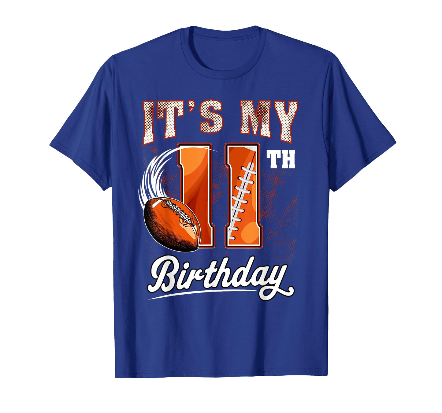 Kids 11 Year Old It's My 11th Birthday Football Themed Party T-Shirt